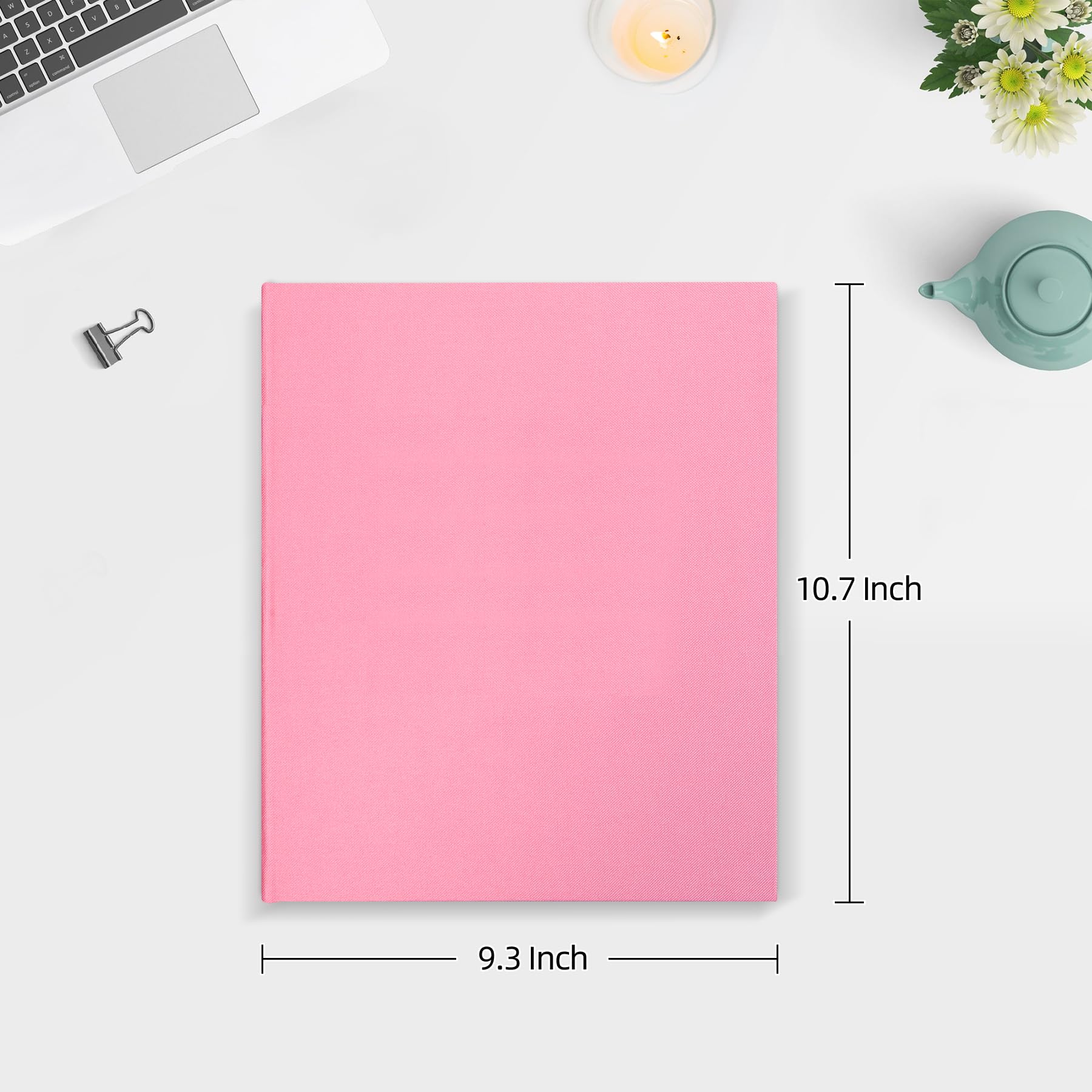 Mublalbum Lniany album na zdjęcia, 2 sztuki, 2 x 25 cm, mini księga przechwałek, każdy pomieści 52 pionowe kieszenie na pocztówki lub do przechowywania zdjęć (różowe)