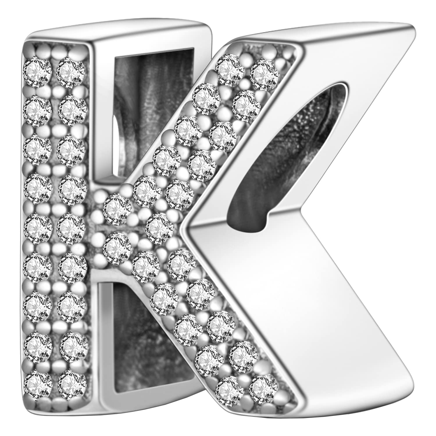 MULA925 Sterling Silver Charms for Bracelets and Necklaces A-Z Alphabet Beads Dangle Pendants with 5A Cubic Zirconia Jewelry for Women Family