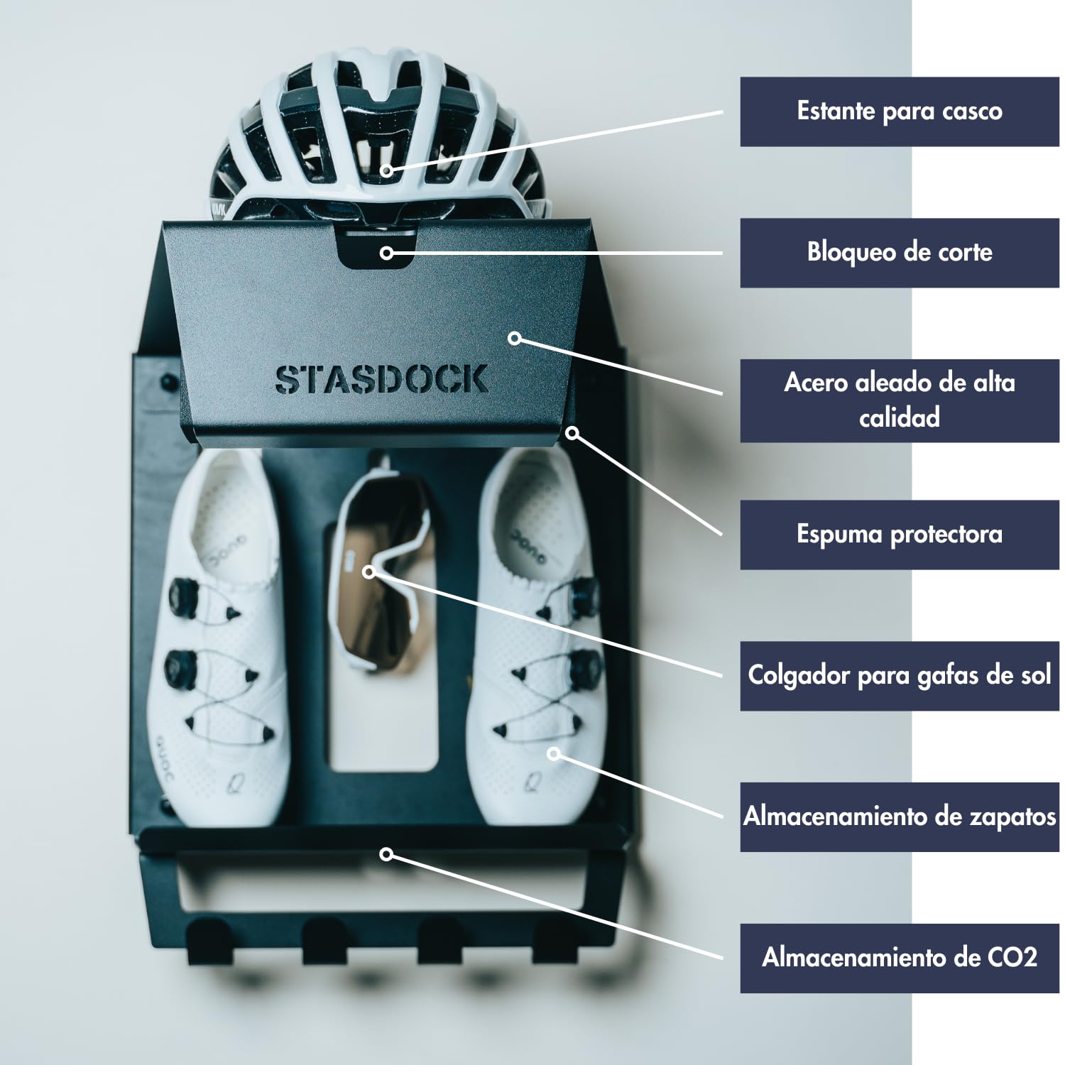 Stasdock Elegante Soporte de Pared Bicicleta - Colgador para Bicicletas Porta Bici - Gancho Elevador Bicicleta de Carretera