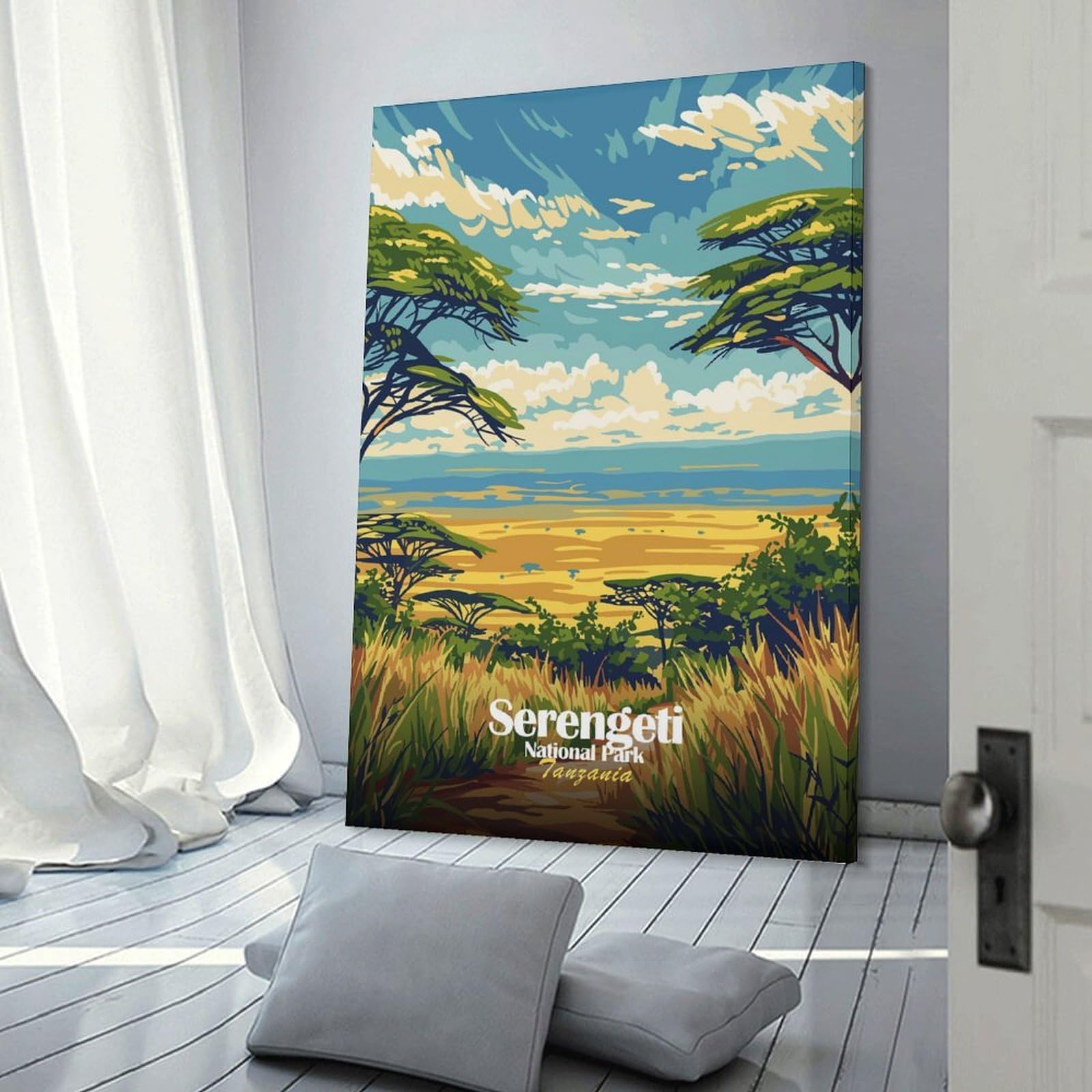 Junmoney Room Decor Wall Art Serengeti National Park, Tanzania Art, 24x36inch(60x90cm), for Living Room, Lounge Or Sitting Room, Canvas Styling for A Polished Room Look