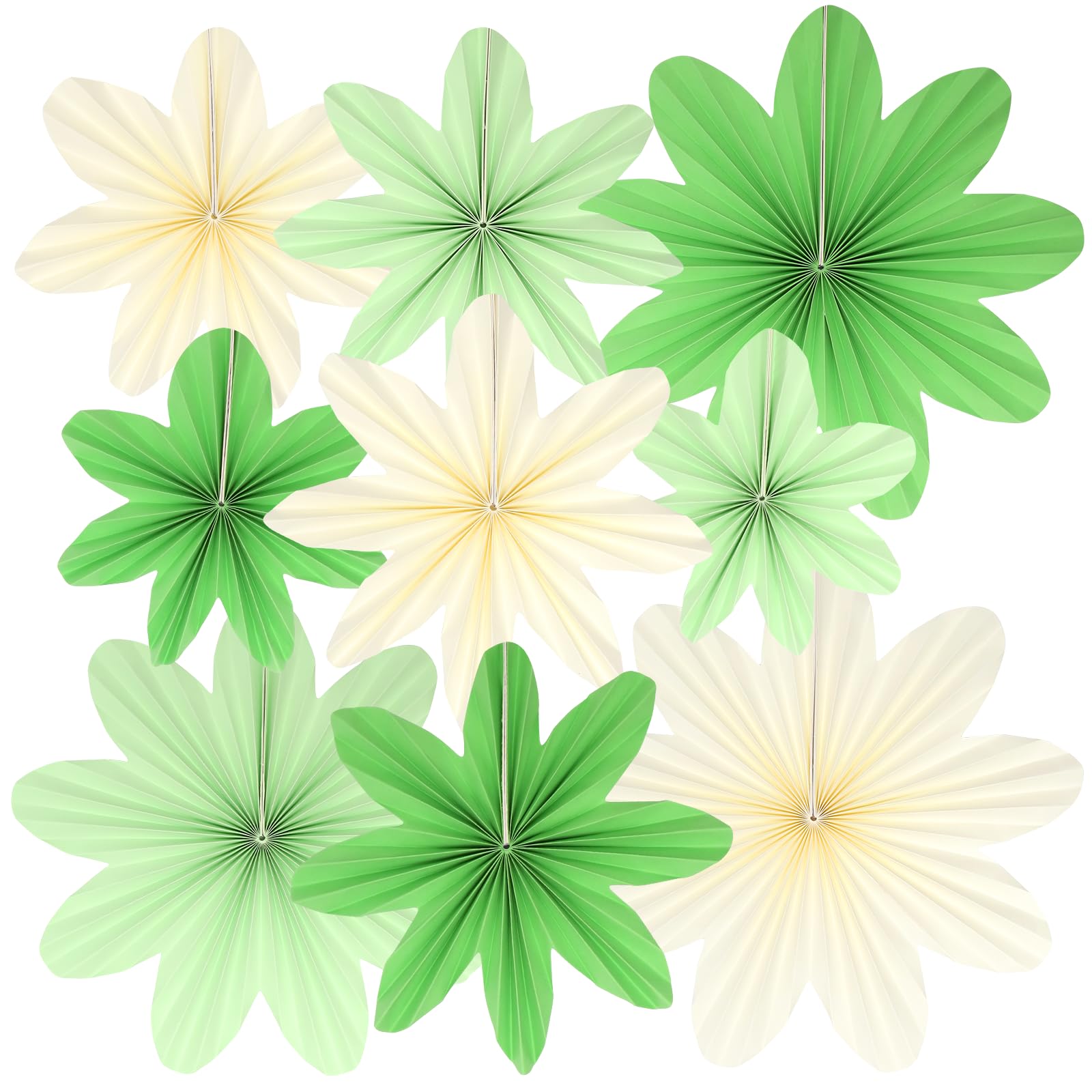 Green Birthday Decorations, Kaluofan 9 PCS Paper Flowers Decorations for Wall, Paper Fans Classroom Decor Hanging Floral for Birthday Weddding Festival Carnival Thanksgiving Decor