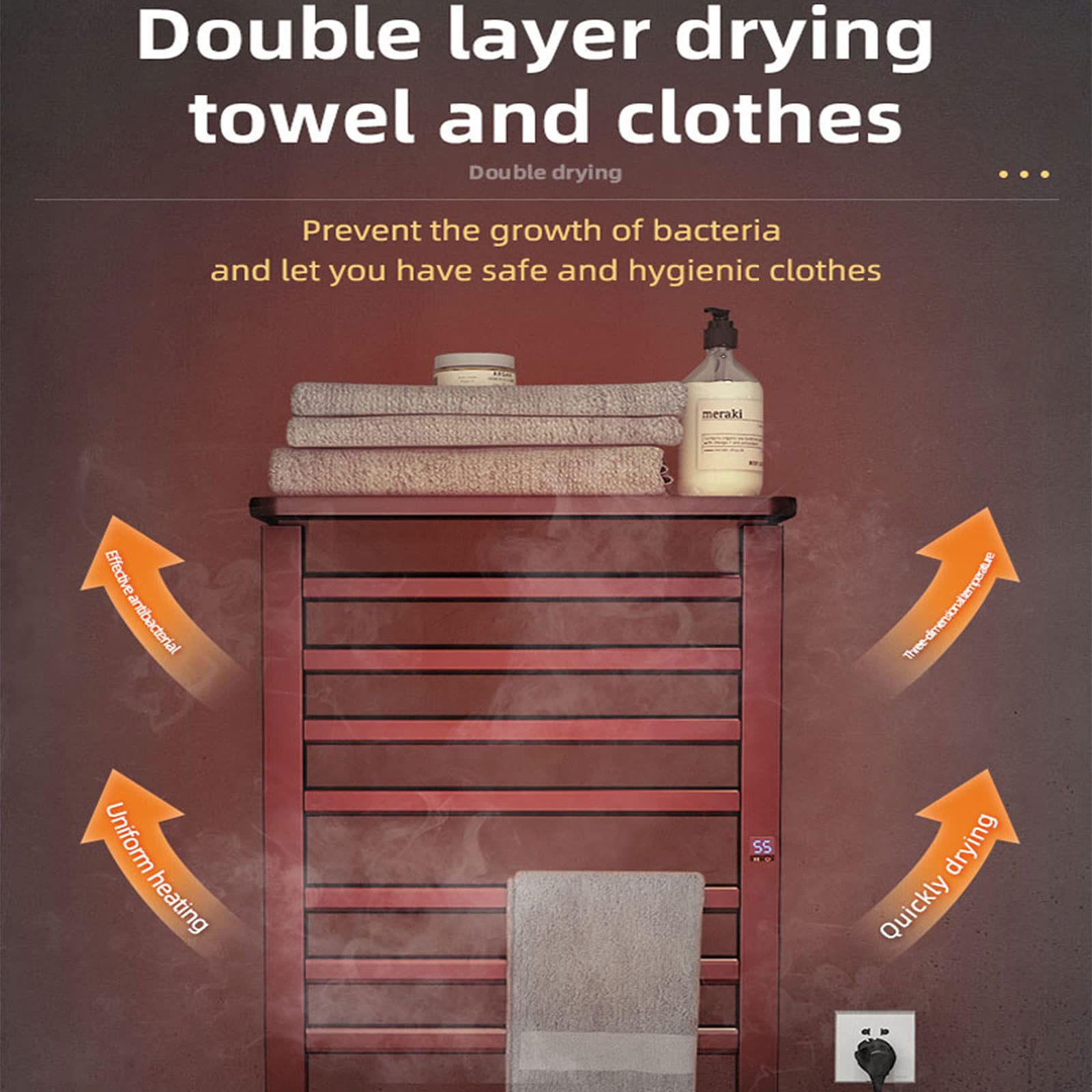 Scalda Asciugamani Elettrico VAYOTOY - Riscaldamento Rapido A 95°C In 5 Minuti, Timer, Per Casa E Professionale - Foto 4