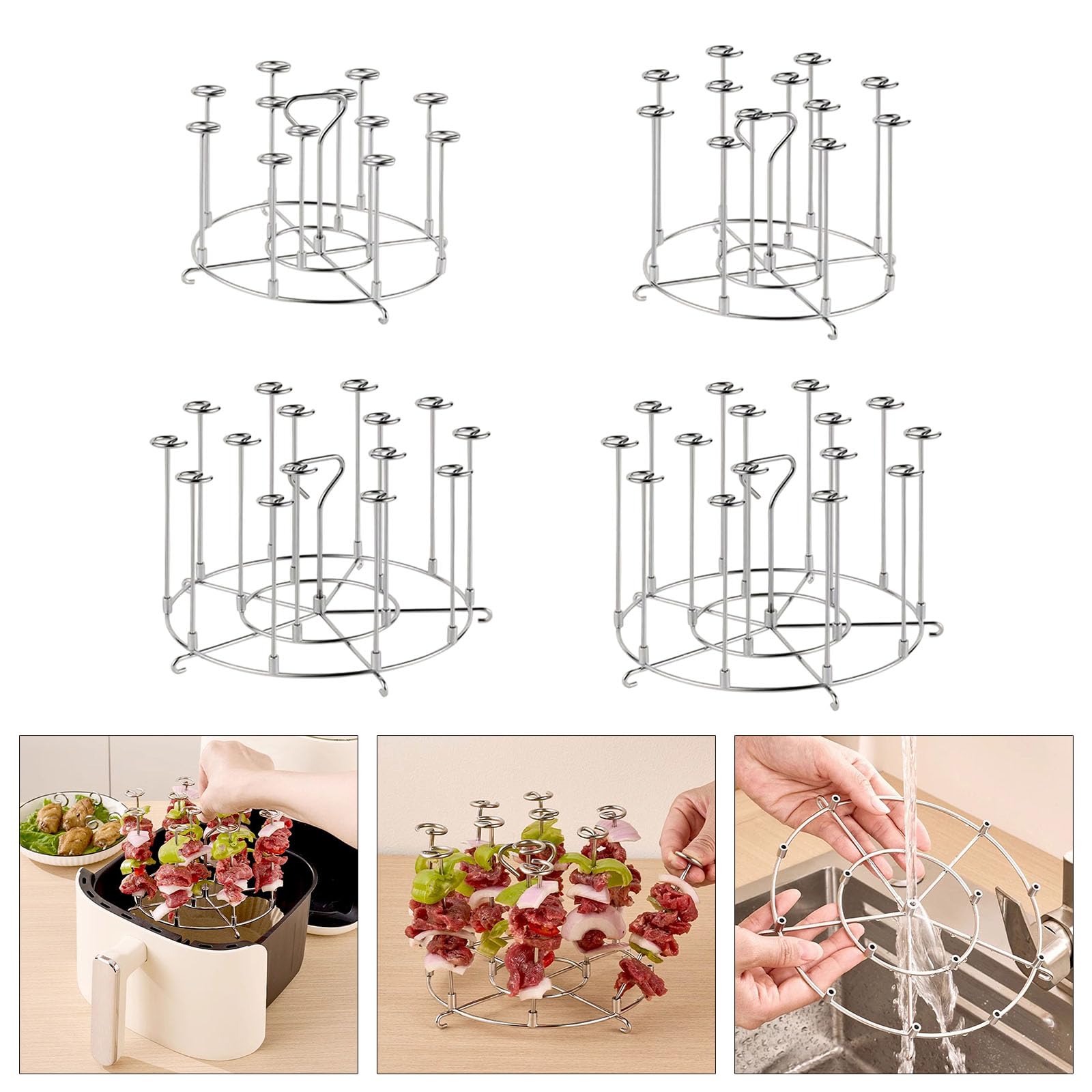 Oxxggkao Detachable Vertical Skewer Holder Stainless Steel Barbecue String Grills Air Fryers Baking Needle Oven Accessories