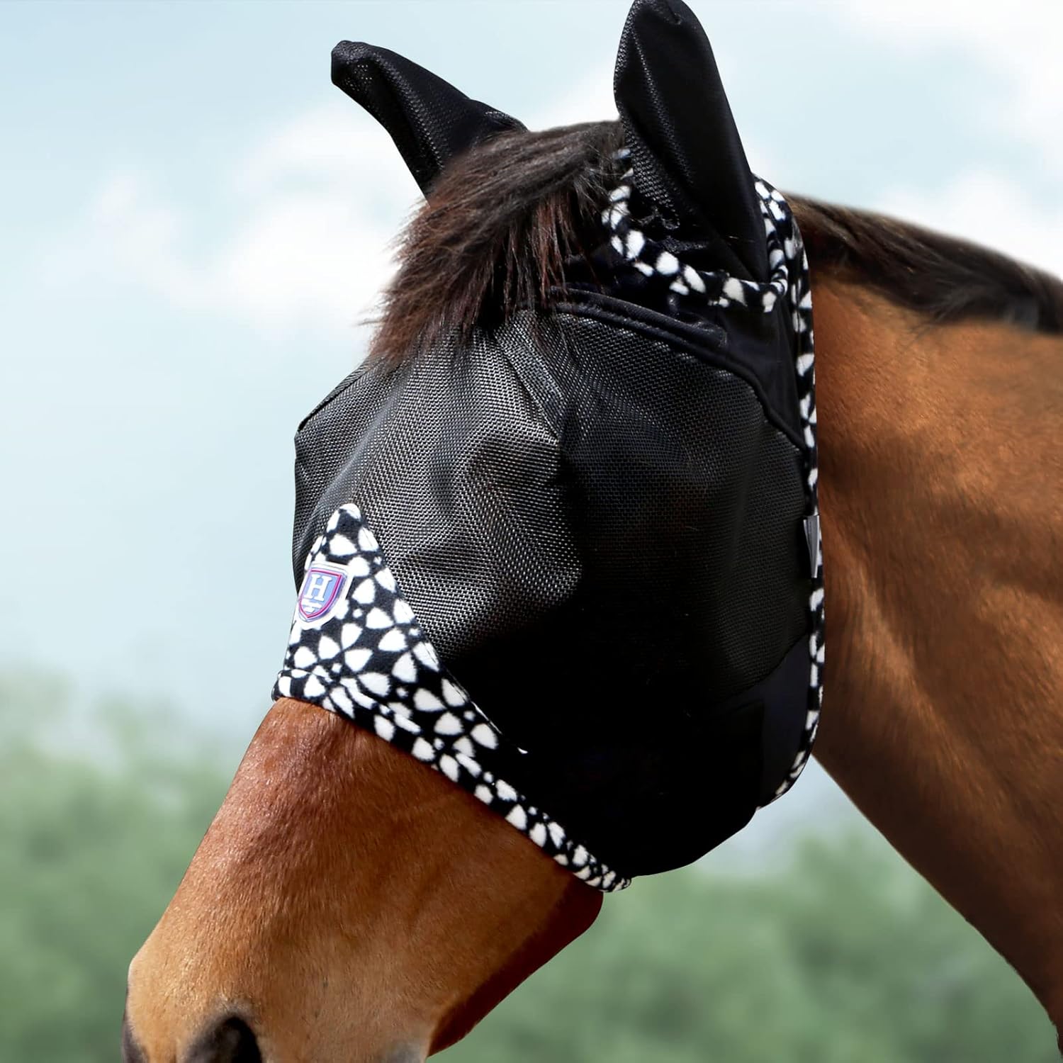 Harrison Howard Horse Fly Mask Half Face with Ears Fleece