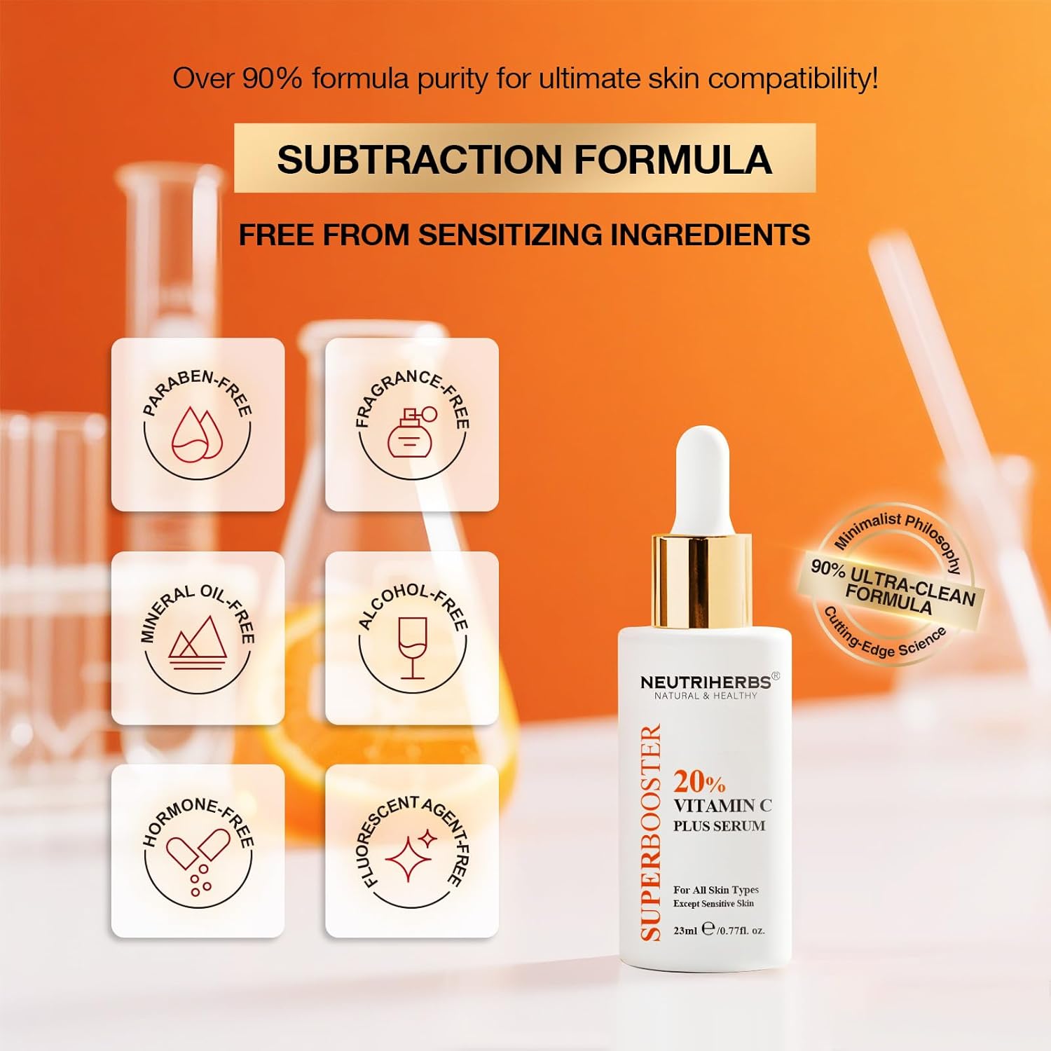 NEUTRIHERBS Advanced 20% Vitamin C Serum for Face, Renew Glow Brightening & Anti-Aging, Antioxidant Even Skin Tone Boost Collagen, All Nature Serum for Women And Men- 0.77 Fl Oz - Image 9