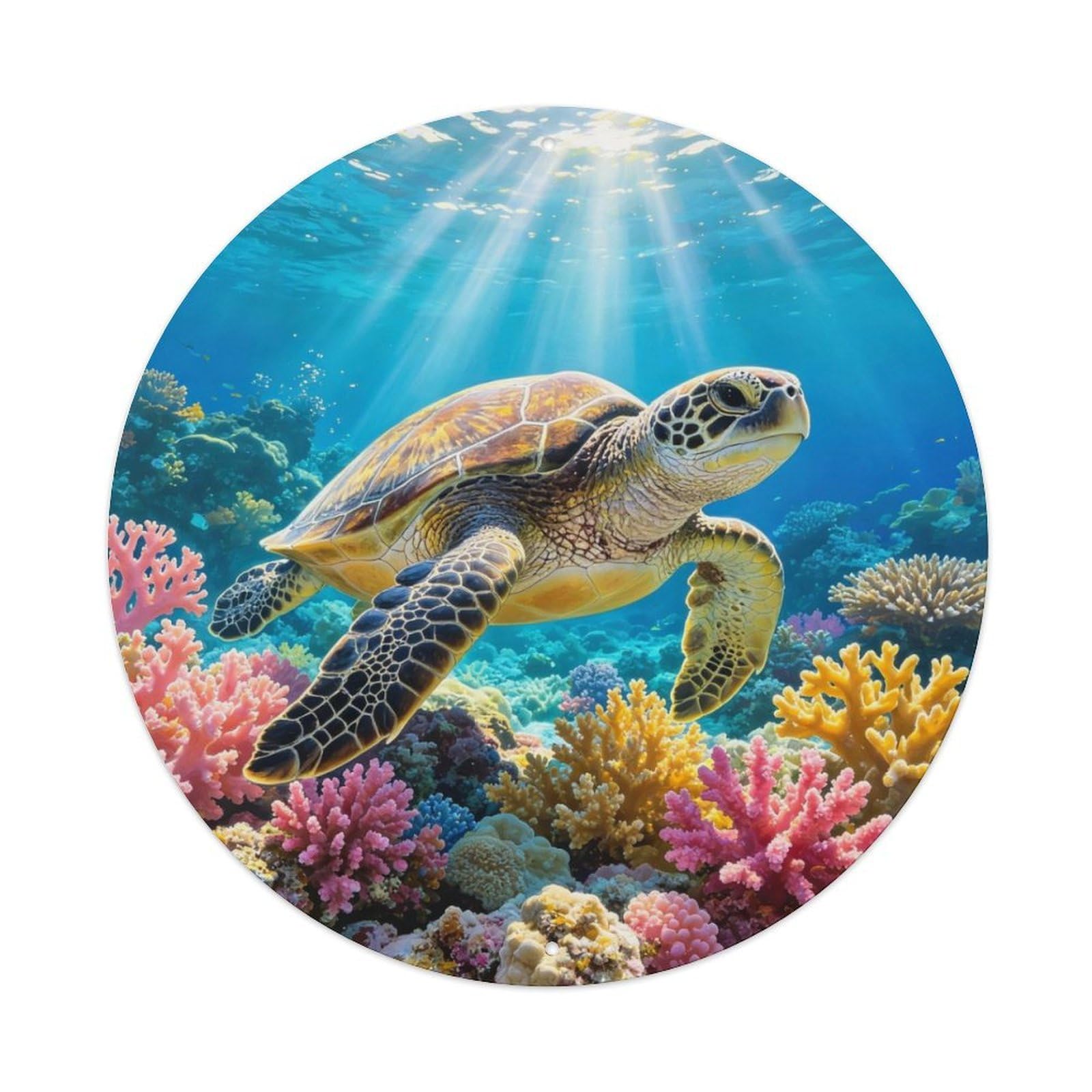 Coral Reef Turtle Metal Tin Sign Plaque