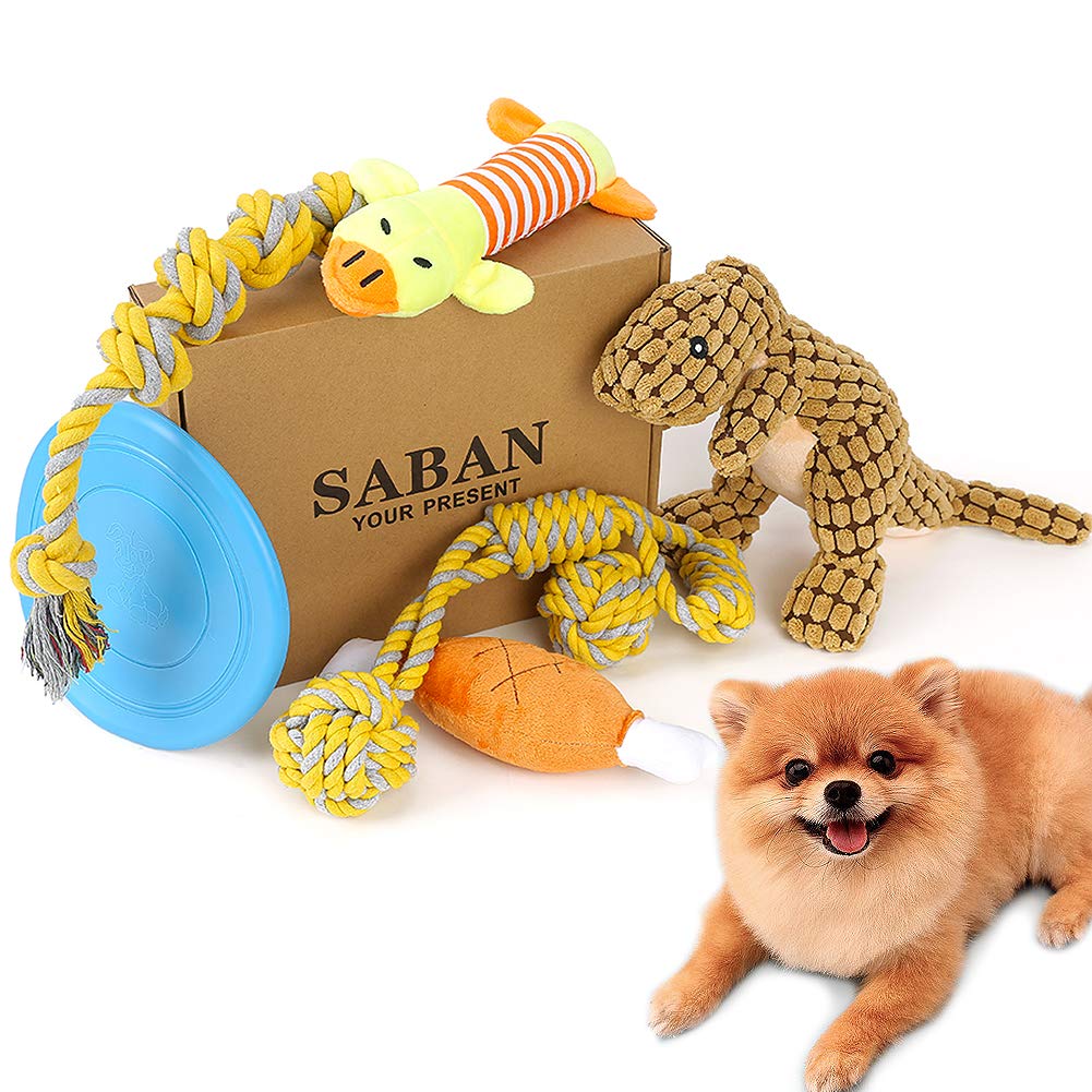 6 PCS Puppy Dog Chew Toys, Strong Dog Toys for Tough Chewers, Dog Chew Rope Toys from 8 Weeks Dog Gift Sets, Dogs Treats Toys for Small and Medium Dog (Dog Plush Toys-7PCS)
