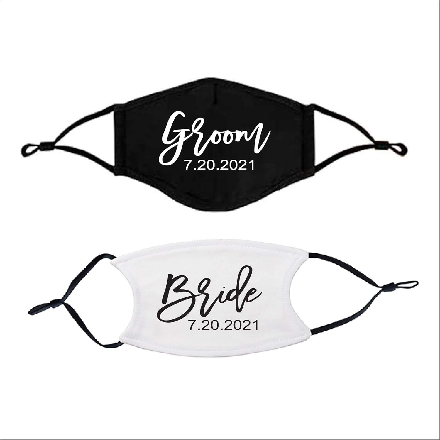 Bride and Groom Custom Face Mask Set, Mr and Mrs Wedding Gift, Couples