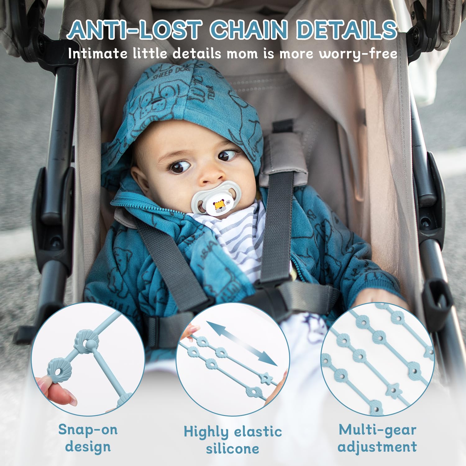CLDY Giocattolo per Bambini Catenina per Ciuccio in Silicone, Catenaccia per Bicchiere, Cinghie di Sicurezza per Giocattoli, BPA-Free, Fascette di Supporto per Bicchieri per Passeggino, Seggiolone
