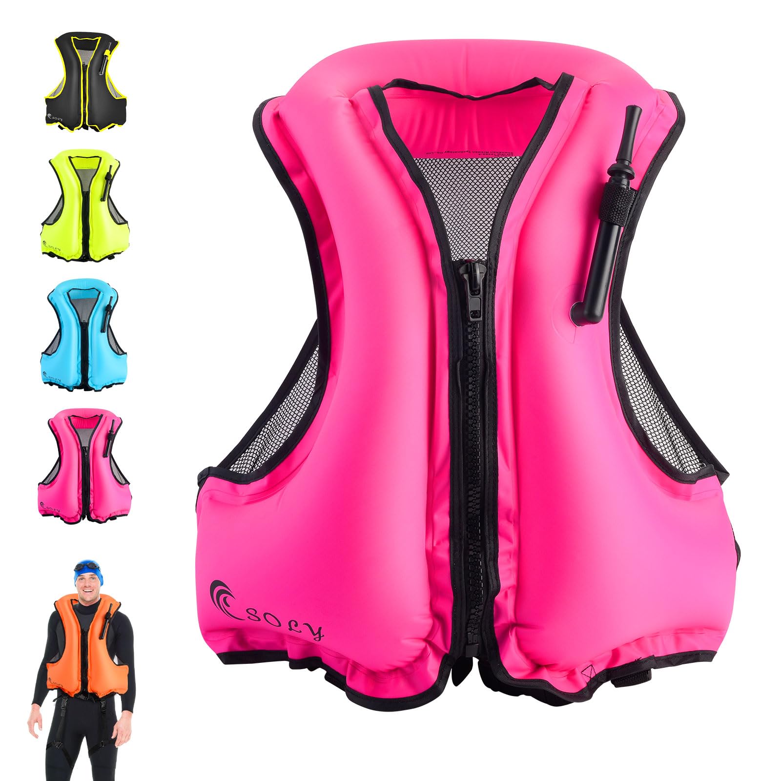 SOLY Inflatable Snorkel Vest for Adults?Snorkeling Vest?Snorkeling Vest for Kayaking Canoeing Water Sports Safety.