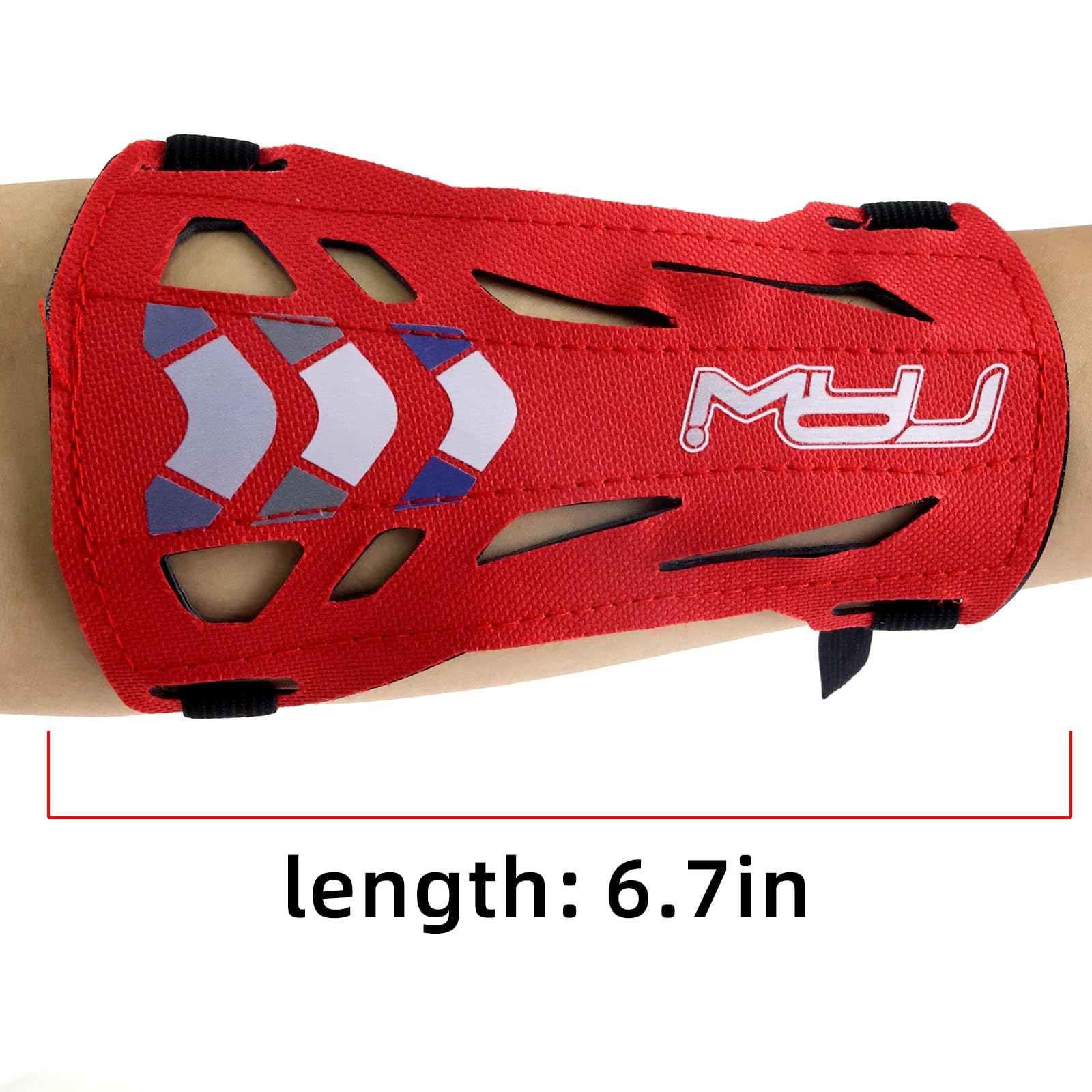 Moyujian 11.2in Long/6.7in Short Armguard Professional Competition Archery Bow Range with 4-Strap/2-Strap Buckles Shooting Practice Guard Nylon Carbon Forearm Protector Arm Guard?Red?Short?