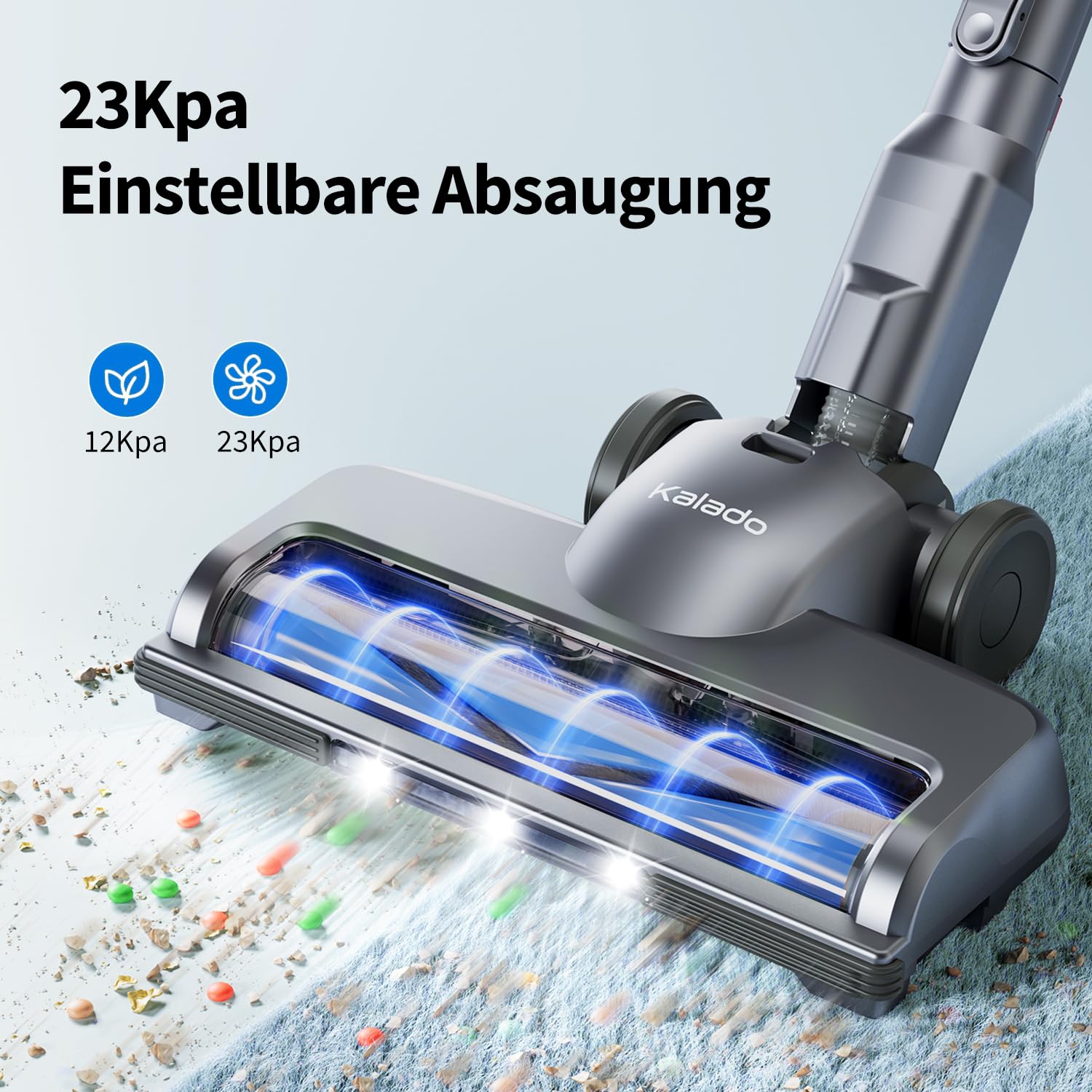 Kalado KCV500 Akku Staubsauger, 23kPa Saugleistung Ultraleichter Staubsauger Kabellos, 6-in-1 Handstaubsauger, 35 Min Laufzeit, kabelloser Staubsauger Stielstaubsauger für Tierhaare,Teppich, Hartböden