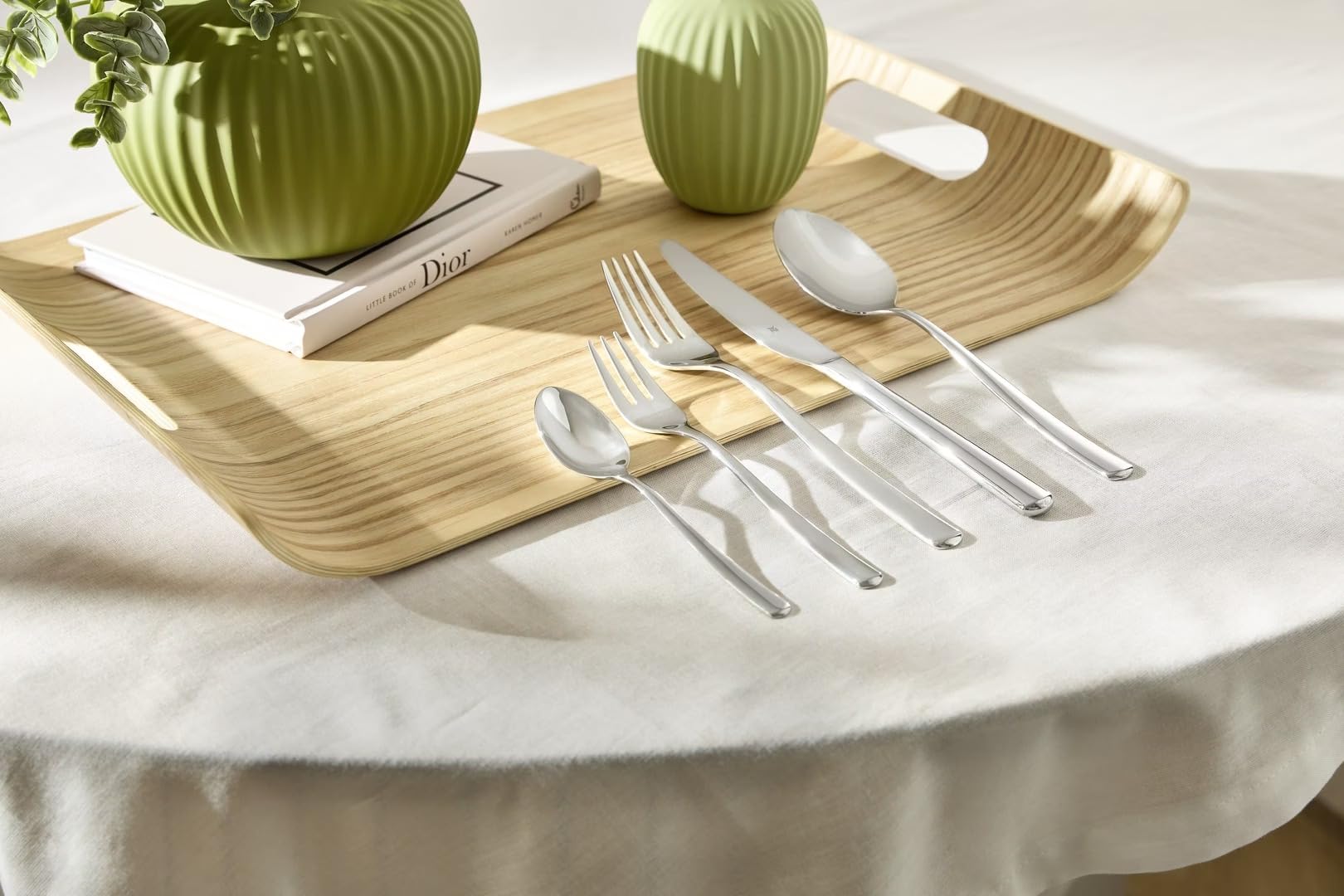 WMF Boston Besteck Set 60-teilig für 12 Personen Essbesteck, Spülmaschinenfest, Edelstahl, Poliert und rostfrei, Monobloc-Messer mit langlebiger Schärfe, elegantes Essbesteck für Alltag und Gäste