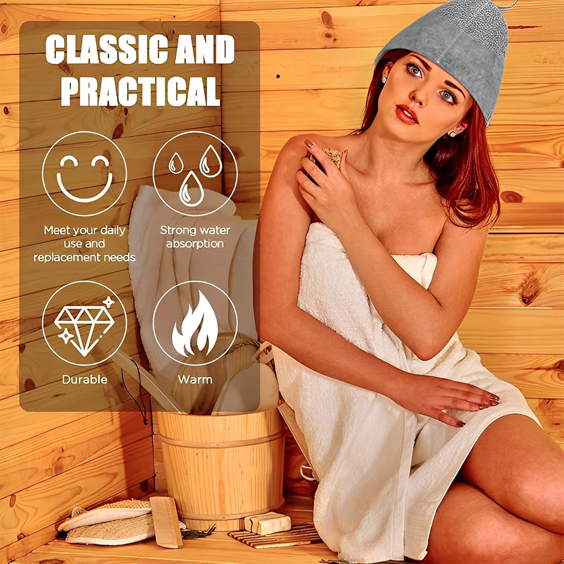 Bonnet De Sauna En Feutre 2 Pièces Pour Hommes Et Femmes Accessoires De Sauna Protection De Tête Respirante
