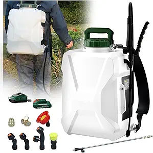 3Gallon Lawn Garden Sprayer Compatible with Makita 18V Battery, Backpack Pump Sprayer w/ 2.0Ah Battery, Translucent Water Tank, Adjustable Pressure, for Spraying Plants, Watering, Weeds, Cleaning