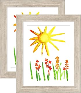 Americanflat Kids Art Frame in Driftwood - Set of 2 - 8.5x11 Frame with Mat and 10x12.5 Without Mat - Front Opening Kids Artwork Frames Changeable Display - Frames for Kids Artwork Holds 100 Pieces