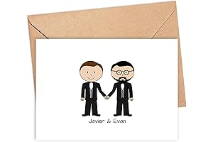 Personalized Gay Couple Same Sex Wedding Thank You Card Set