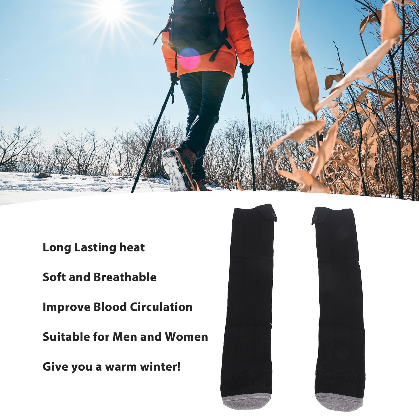 FLEXMAN Heated Socks for Men Women, Electric Socks Foot Warmer, Electric Breathable Heated Socks, Thermal Warm Socks for Winter Fishing, Skiing, Motorcycling, Hiking