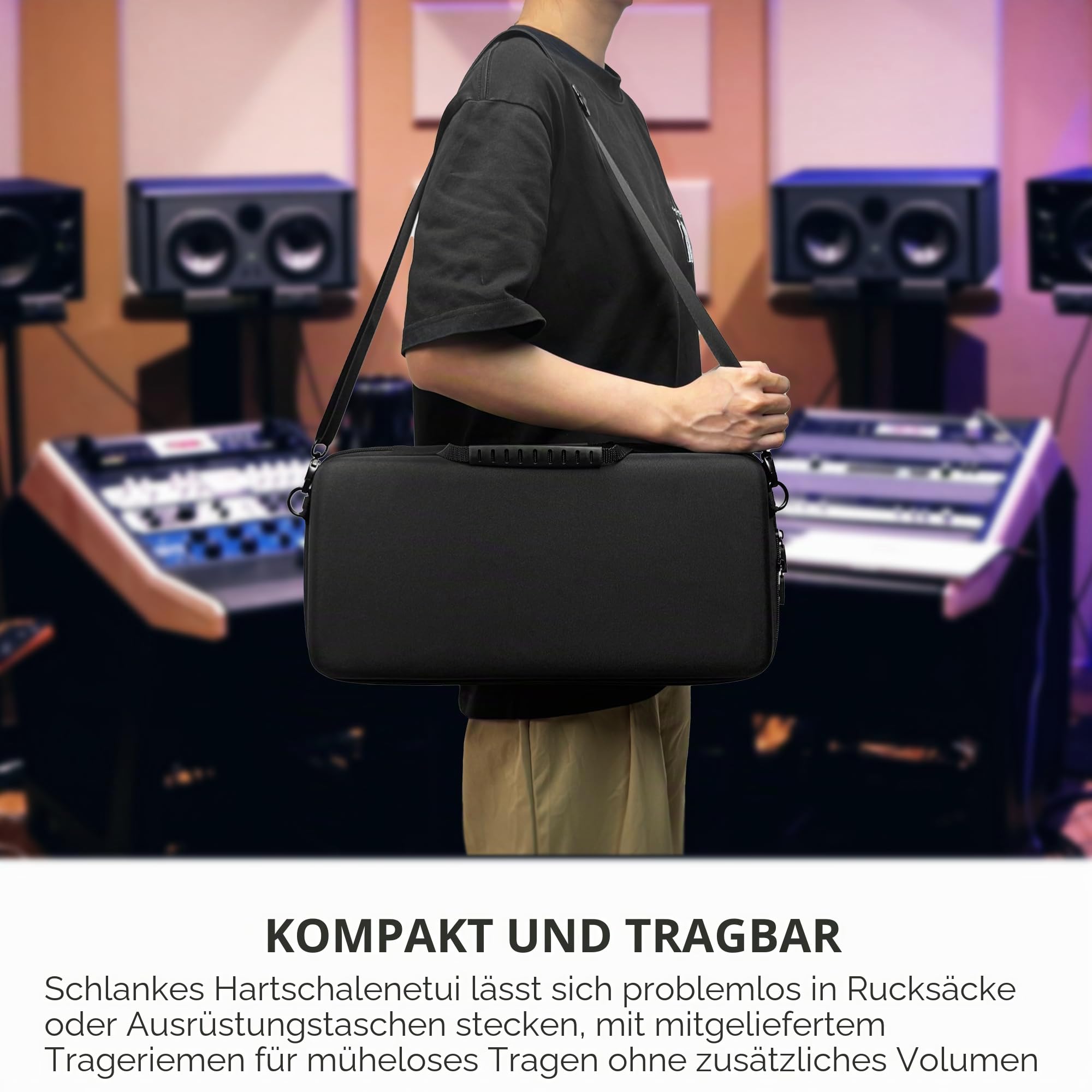 Musiin Hochwertige DJ-Controller-Tasche, kompatibel mit NI TRAKTOR X1 MK3, F1, Z1, Doppelreißverschluss, Hartschalentasche mit Riemen, ideal zur Aufbewahrung im Studio