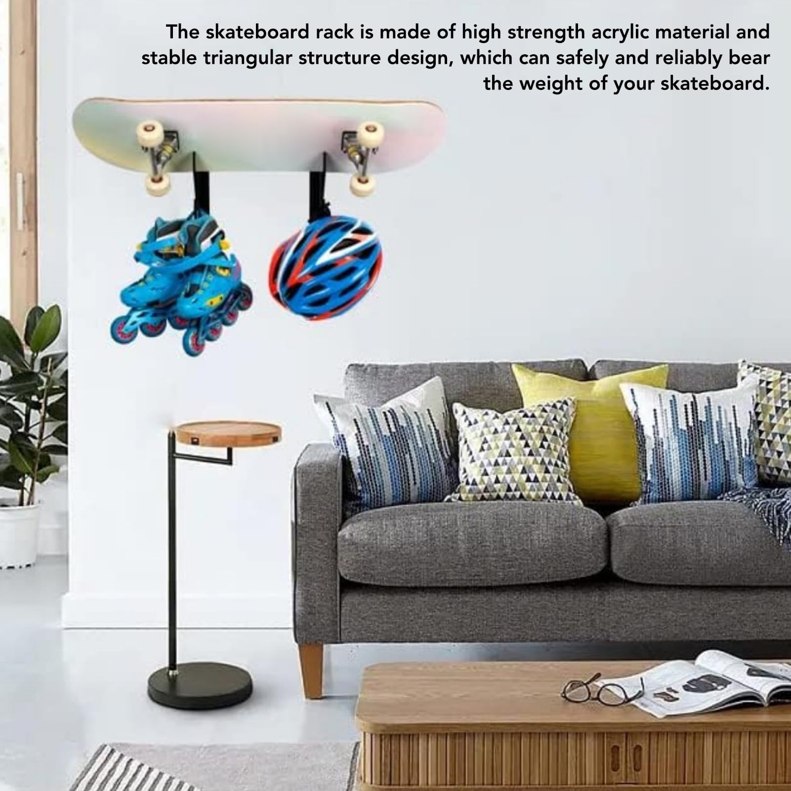 Lybunair Skateboard Rack for Wall - Acrylic Mount Display Rack, Skateboard Wall Mount Storager, High Load Beacircle Skateboard Holder for Snowboards Water Skis