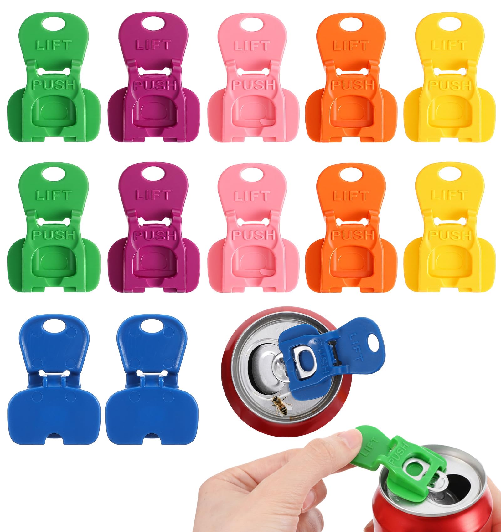 12 Pack Drink Can Opener, Leak-Proof Ring Pull Can Opener Aid, Multicolor