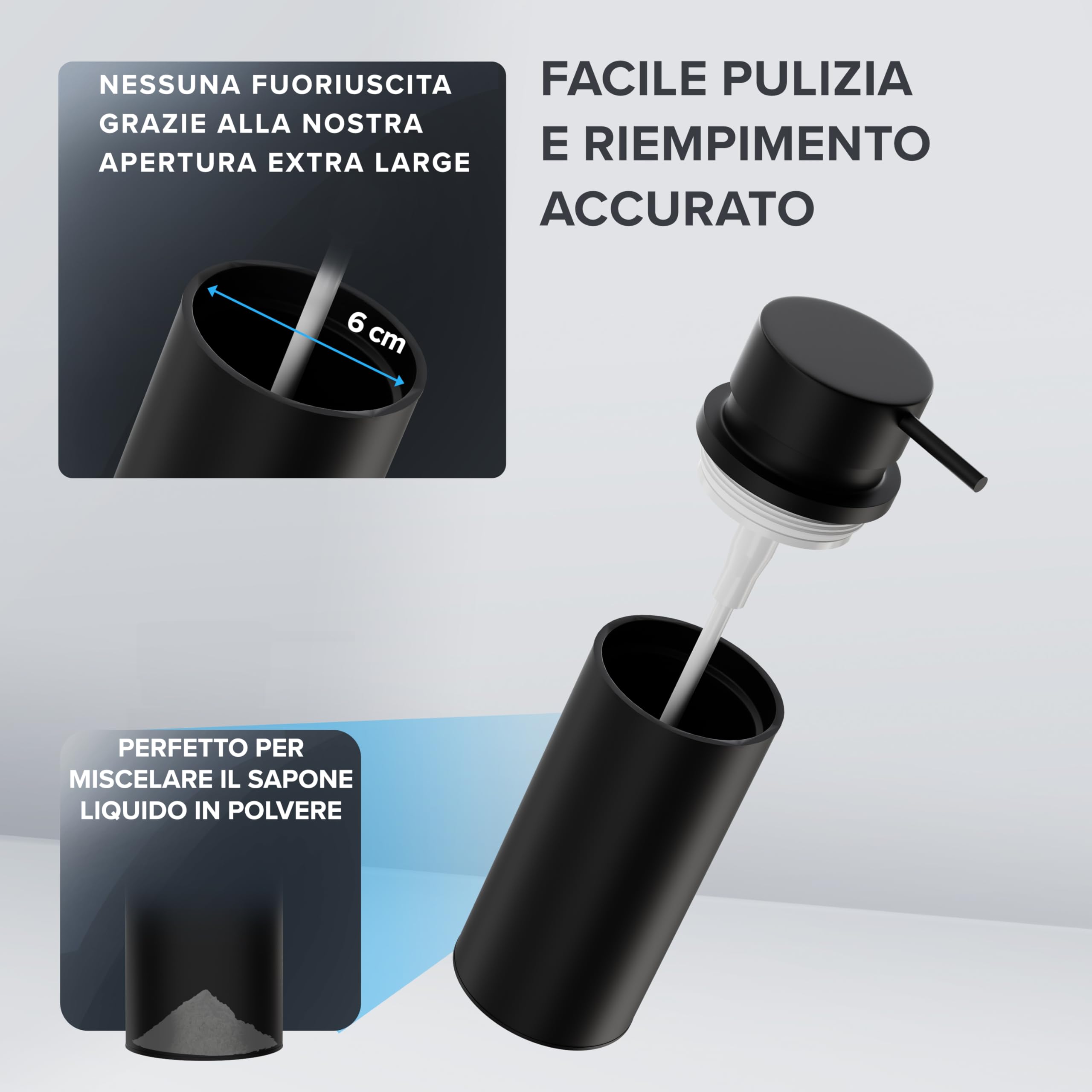 Dispenser Sapone In Acciaio Inox Sletterhage - Senza Foratura, Apertura Large - Per Bagno E Cucina - Foto 4