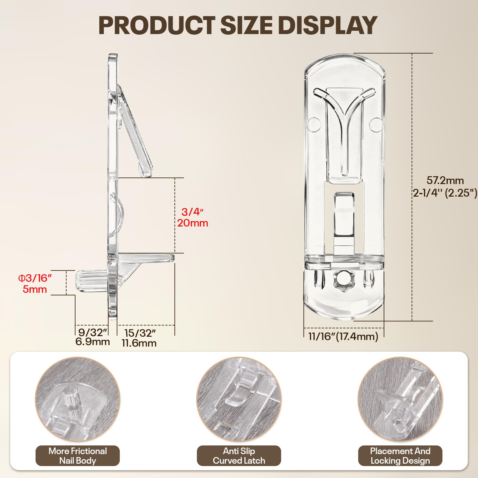 20PCS Cabinet Shelf Pegs 5mm Clear Locking Clips for 3/4″ Thick Shelves — Amazon image 2