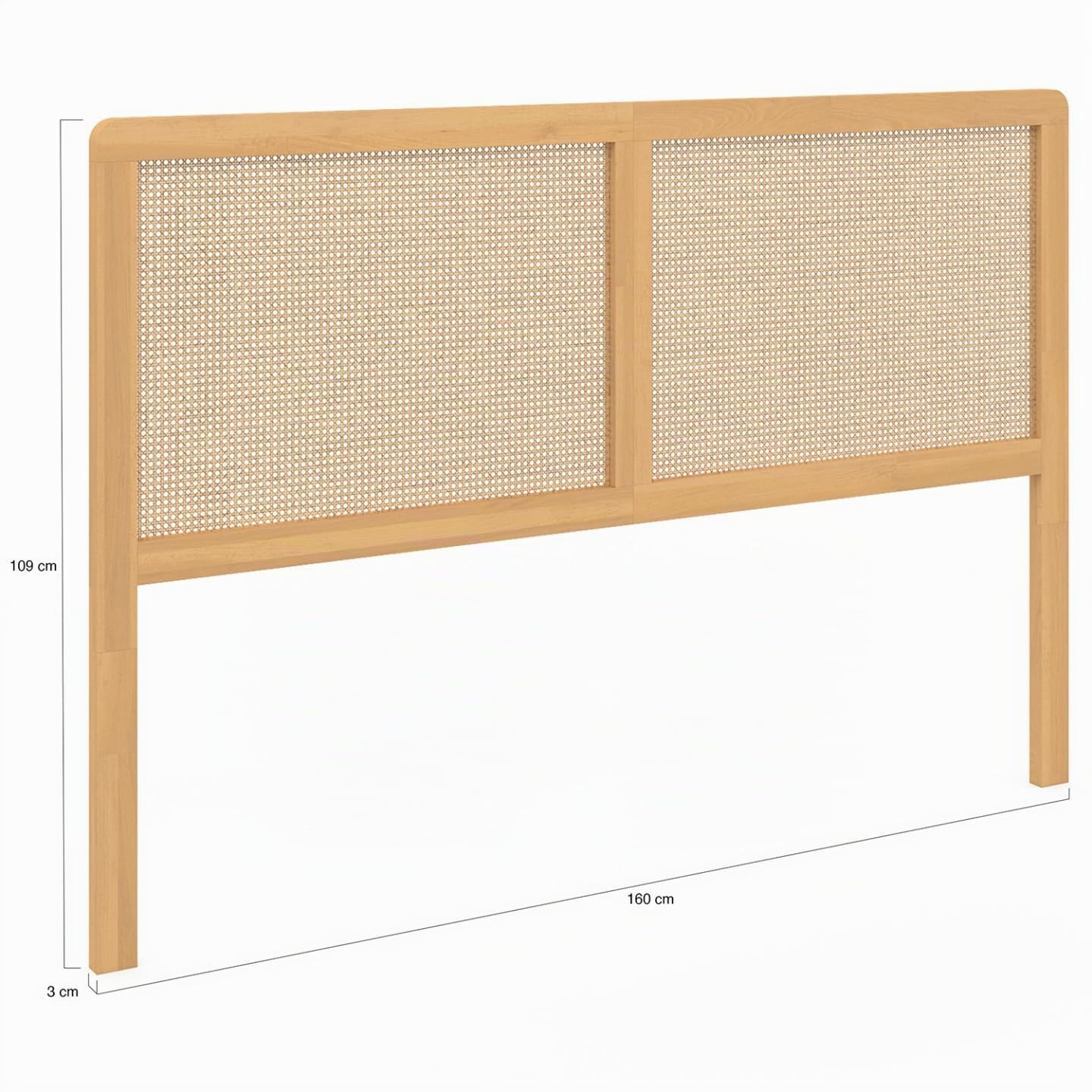 IDMarket - Testiera 160 cm canna e legno EDHEN