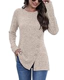 Long Sleeve Shirts for Women Crew Neck Lightweight Sweater Loose Casual Tunic Tops