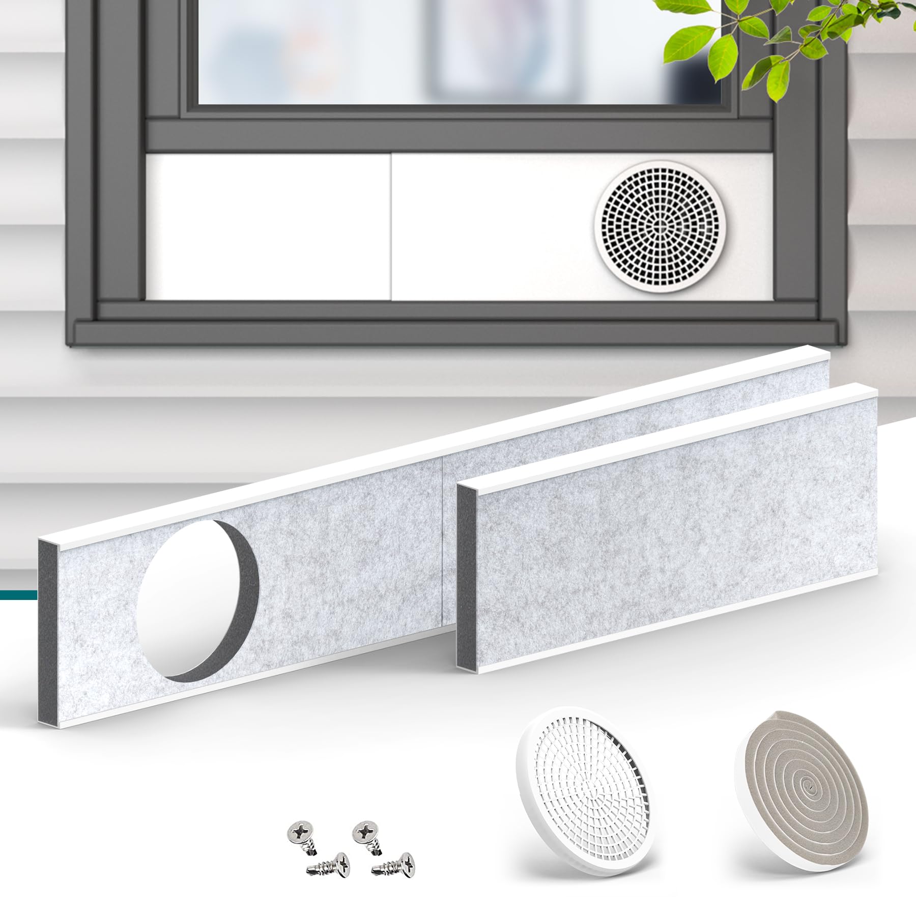 Photo 1 of Daisypower Portable Air Conditioner Window Kit With Foam Insulation,Heat And Noise Insulated,Adjustable Seal Panels for AC Hose,Fits Single Double Hung Window,Sliding Window (5.9 IN)