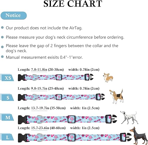 Miniatura 5 de HSIGIO - Collar de perro ajustable de nailon con soporte para Airtag impermeable y extraíble, con rastreador GPS ultrasuave para perros hembras