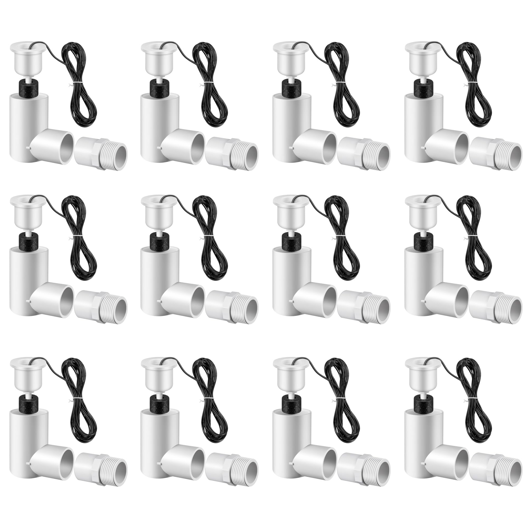Paquete de 12 interruptores flotantes SS2 para una fácil instalación, interruptor de flotador de CA con adaptador de 3/4 pulgadas y cable de 6 pies, accesorio de nivel de agua para sistema HVAC con