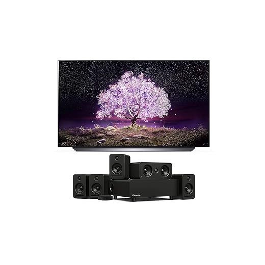LG OLED55C1PUB 55" 4K Ultra High Definition OLED Smart C1 Series TV with a Platin Audio MONACO-5-1-AXIIM-LINK 5.1 Sound System with Axiim-Link (2021)