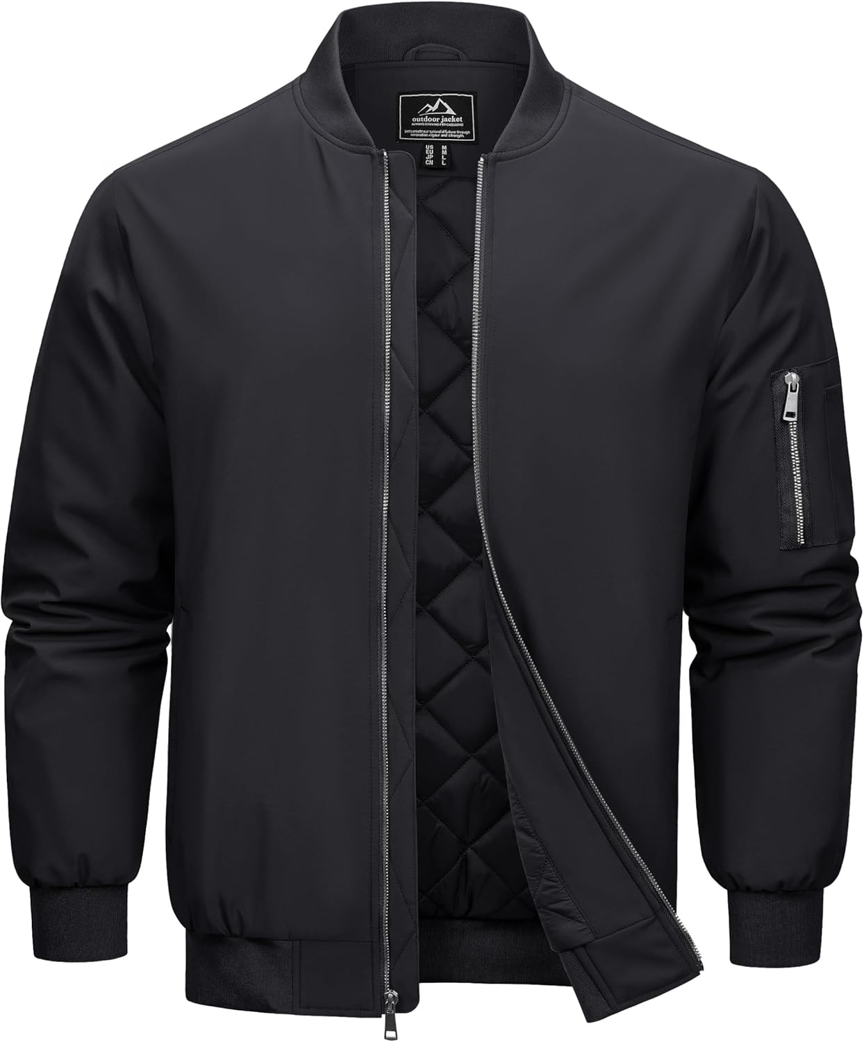 Cotrasen Mens Bomber Jacket Fall Winter Warm Windbreaker Casual Full Zip Padded Coats with Pockets