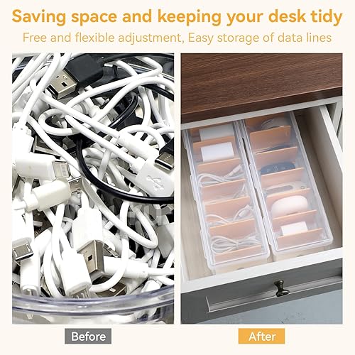 Miniatura 4 de Paquete de 3 cajas organizadoras de cables, organizador de almacenamiento de cables con tapa, organizadores de cables electrónicos de escritorio,