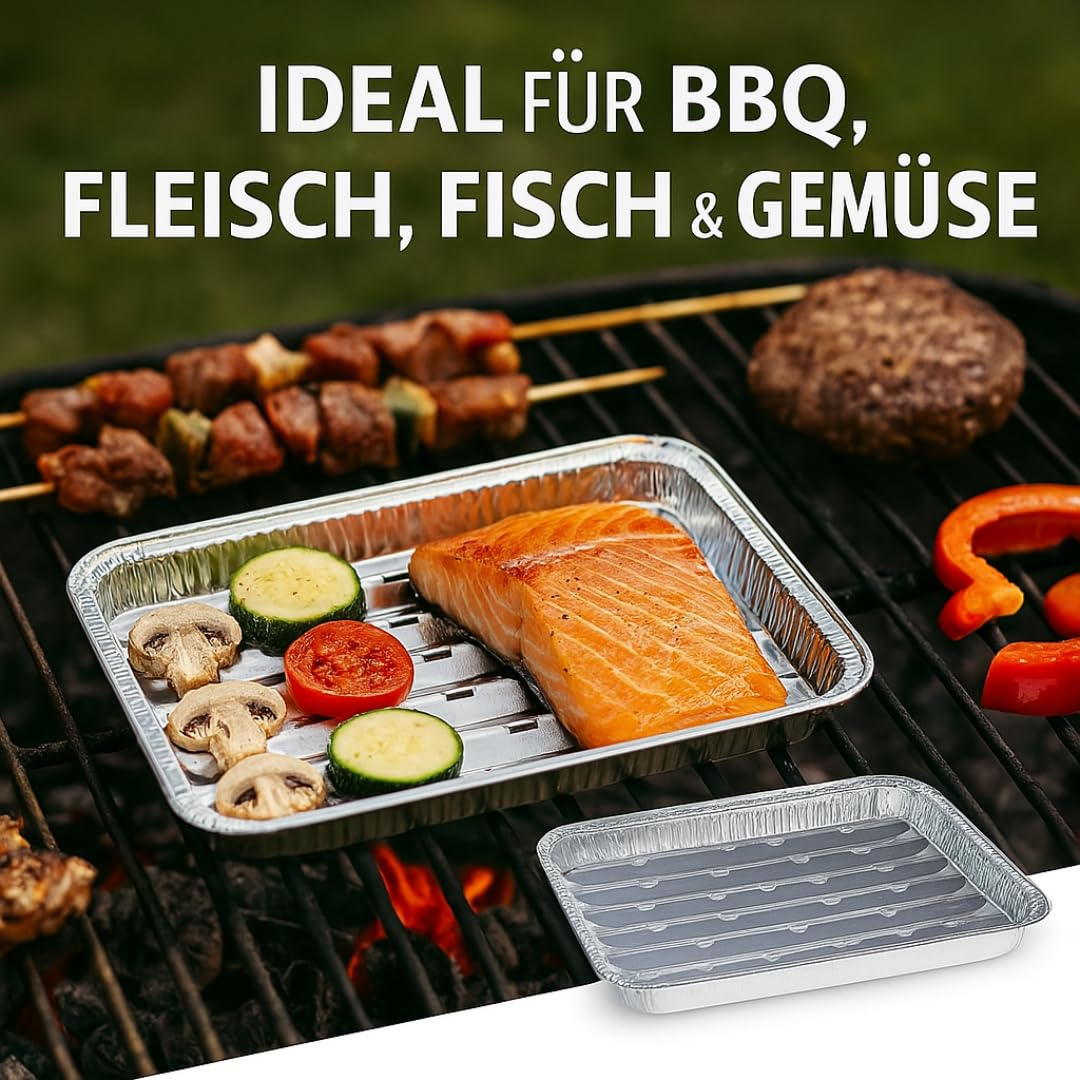 Barquettes aluminium 34x22 cm Lot de 100 - Grillschalen jetables pour barbecue four grill