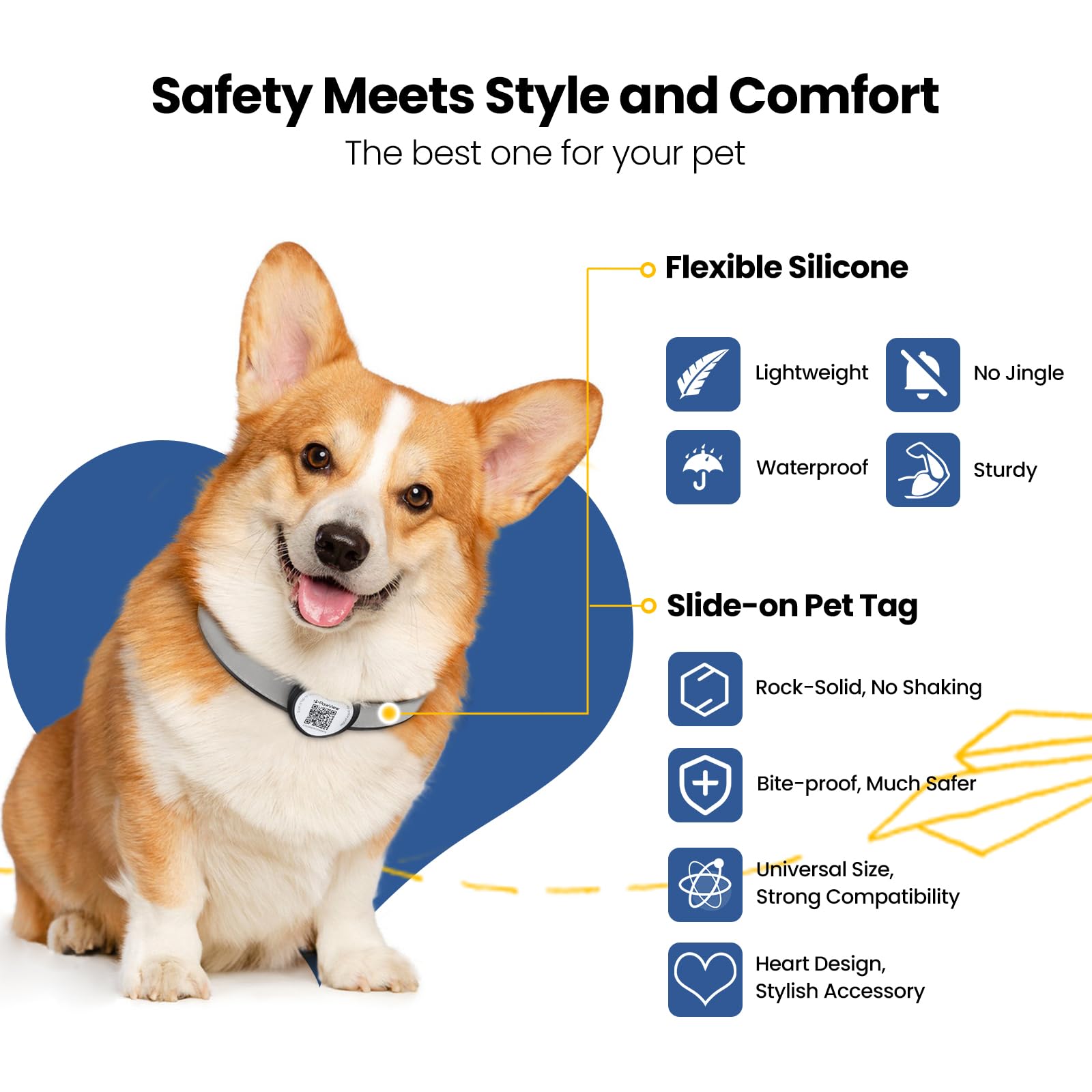 PawView Slide On Dog Tags Personalized for Pets, NFC & QR Code Silent Silicone Cat Tag for Collars & Harnesses - Scan Alert, Instant Location, Pet Profile, APP Control, Heart-Shaped,1 PC