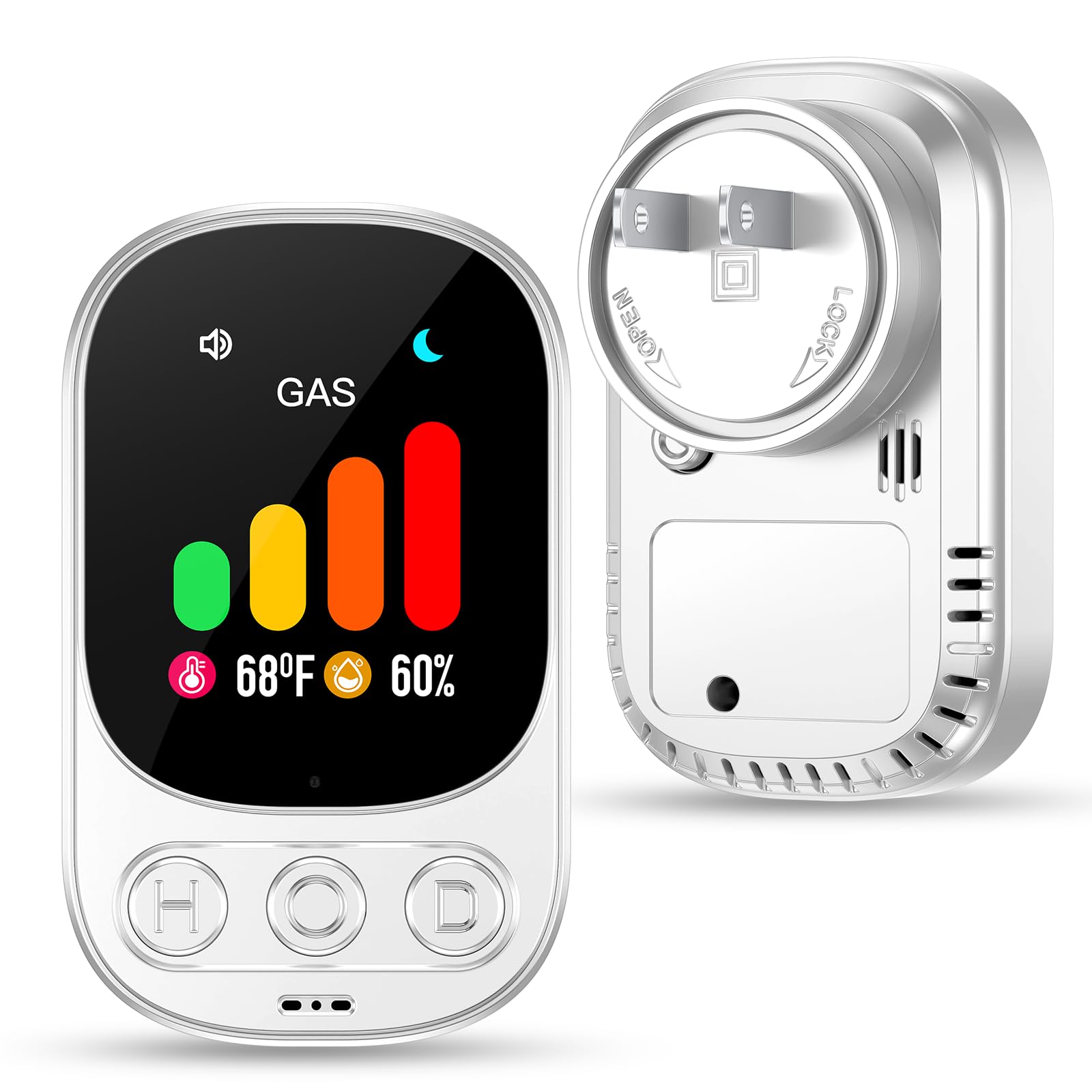 Plug in Natural Gas Detector, Combustible Gas Detector Alarm for Methane, Gasoline, Propane & Ethylene Oxide, Home & Kitchen Safety Device for RV & Camper, White, 1 Pack