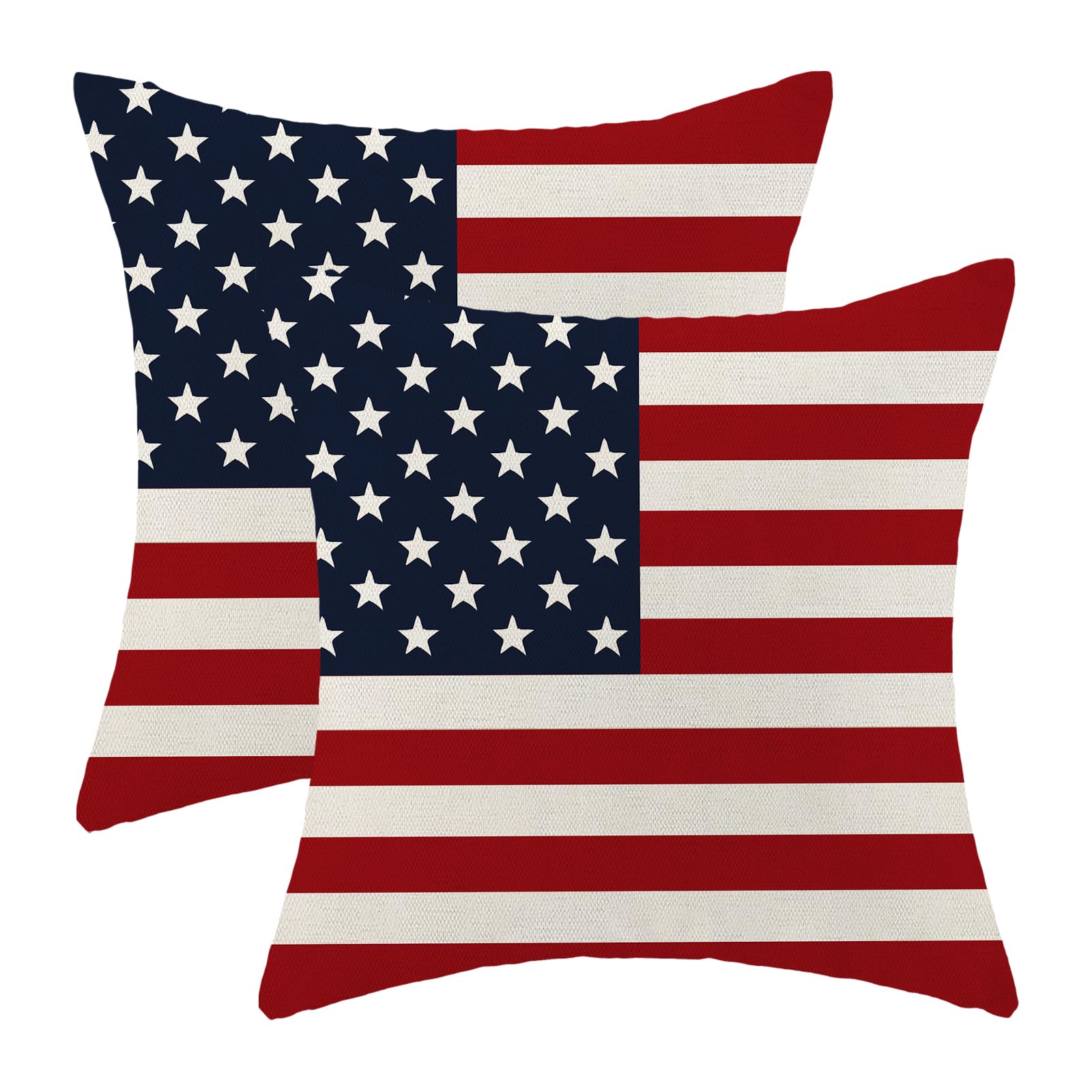 CXMEIFLY 4th of July American Flag Pillow Covers 20x20 Inch Set of 2 Independence Day Memorial Day Decor Throw Pillows USA Patriotic Stars Outdoor
