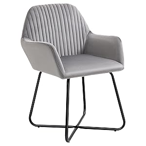 HOMCOM Butaca de Salón Sillón de Salón Tapizado en Terciopelo con Asiento Acolchado Base Metálica Cruzada Sillón Lectura para Sala de Estar Dormitorio Gris