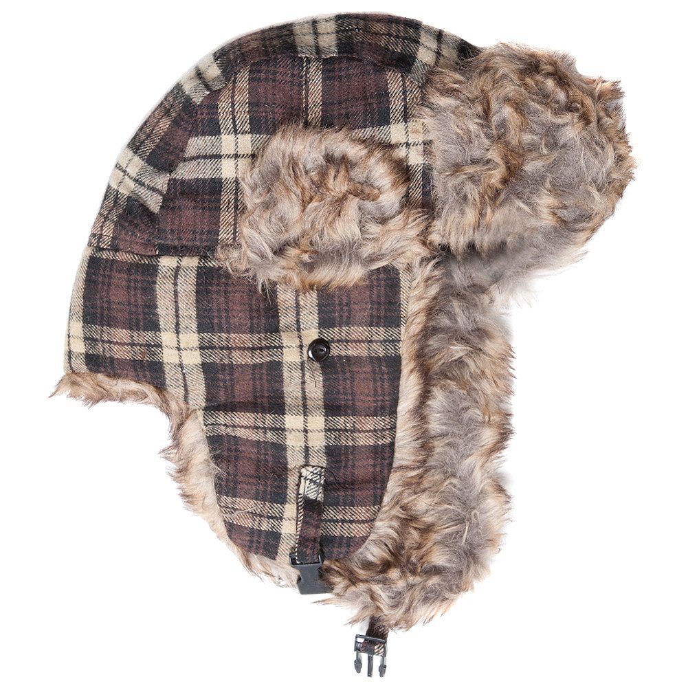 Accessoryo Unisex Brown Tartan Trapper Hat Available in 58cm or 60cm