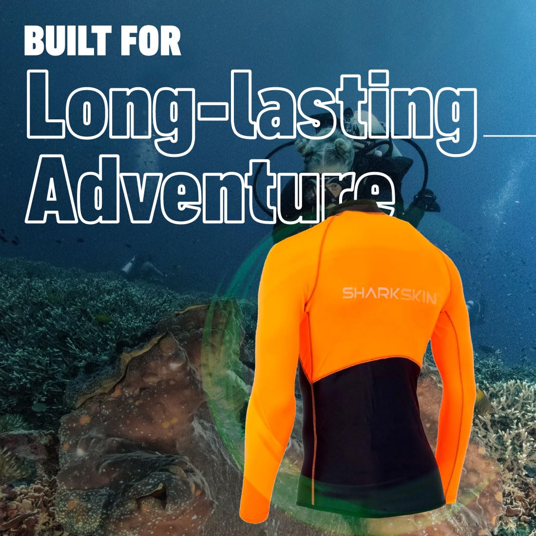 Sharkskin Performance Long Sleeve (Male) Orange, 4XL
