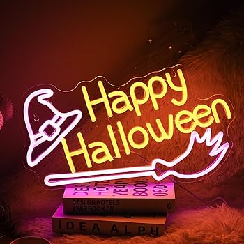 ネオンサイン　ネオン管　宇宙人　ハロウィン　パーティー装飾　オーダーメイド Amazon.co.jp: Happy Halloweenネオンサイン ハロウィンハッピー