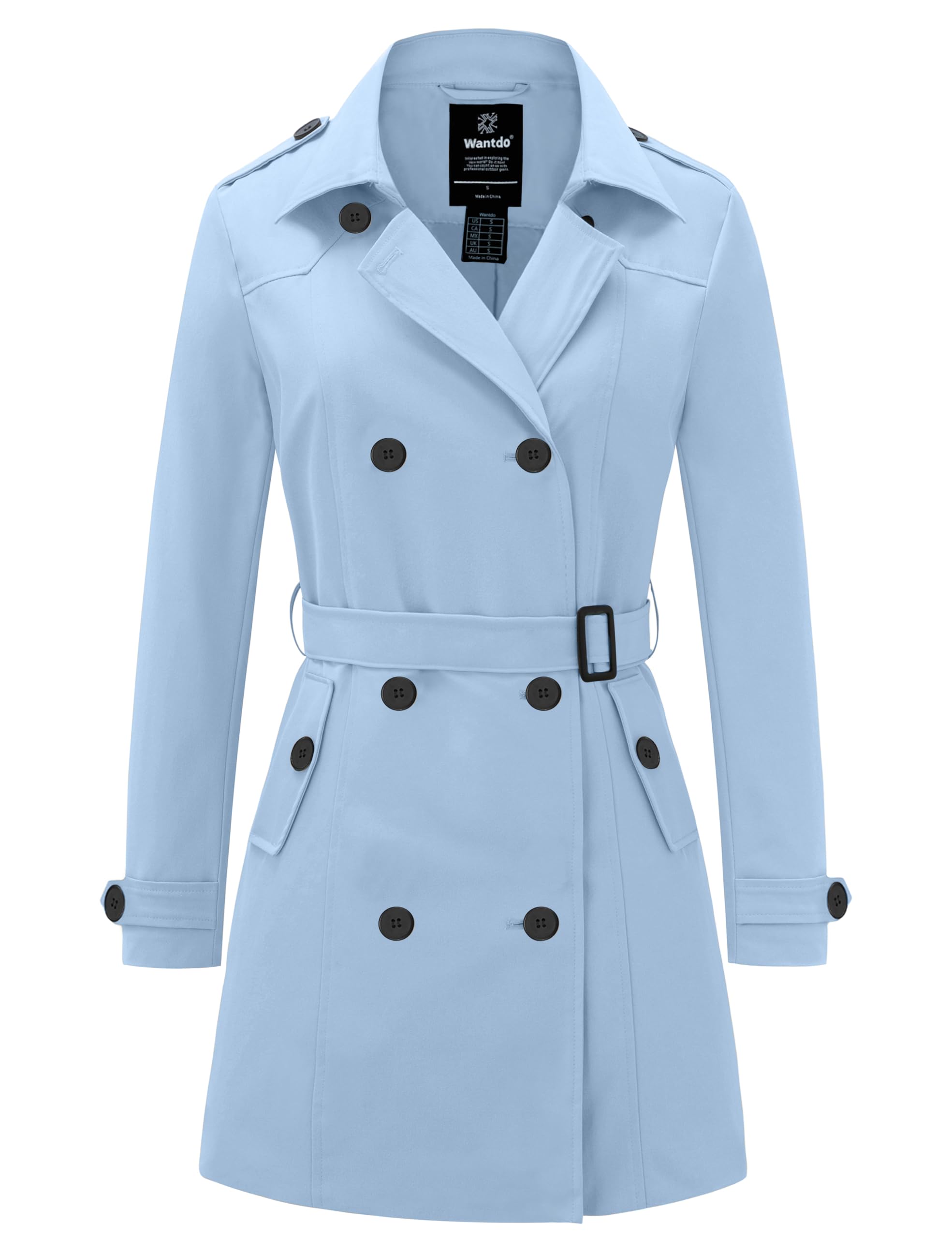 Wantdo Women's Waterproof Trench Coat Classic Lapel Outerwear Coat with Belt