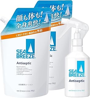 【まとめ買い】シーブリーズ SEA BREEZE 全身薬用ローション 詰替え 700ml×2 (医薬部外品)＋空ボトル スキンケア 顔からだ すっきり爽快 肌荒れ予防 全身清潔 クール