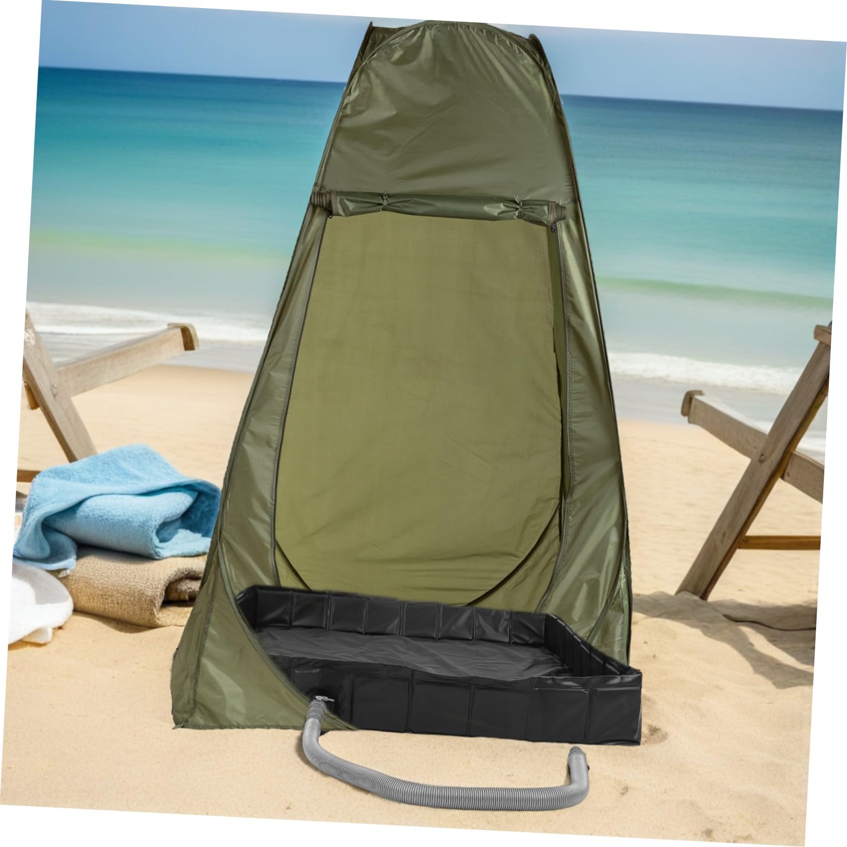 DOITOOL Plato de Ducha Plegable Cuadrado 104cm X 104cm Negro | Pvc y Pp, Desagüe Desmontable Incluido, para Suelos de Cabina y Uso en Rv