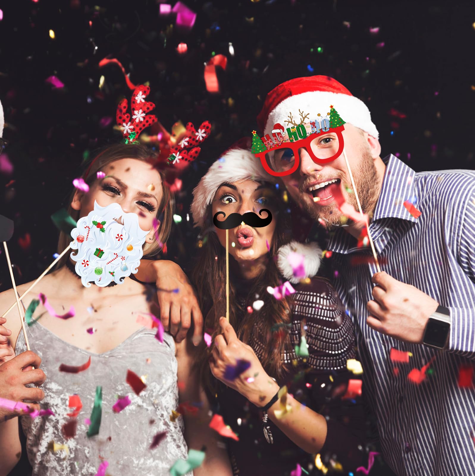 HOWAF 27 Pack Nouveauté Lunettes De Noël Lunettes En Papier Accessoires Photo Props Décoration De Noël Costume Fête Lunettes Cadre Pour Enfants Adultes Fête De Noël Cadeau