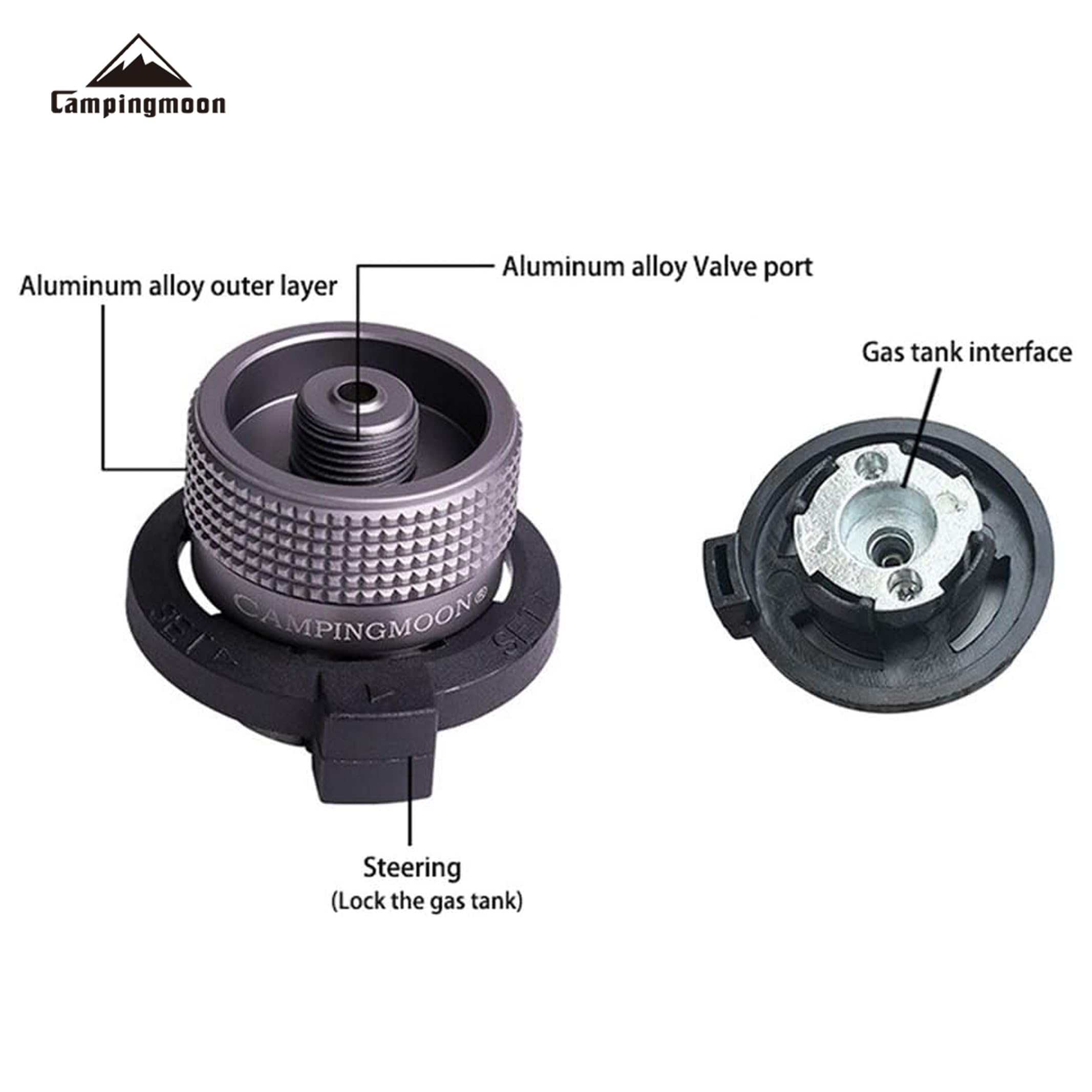 Campingmoon Adaptateur de recharge pour bidon de gaz butane vers isobutane
