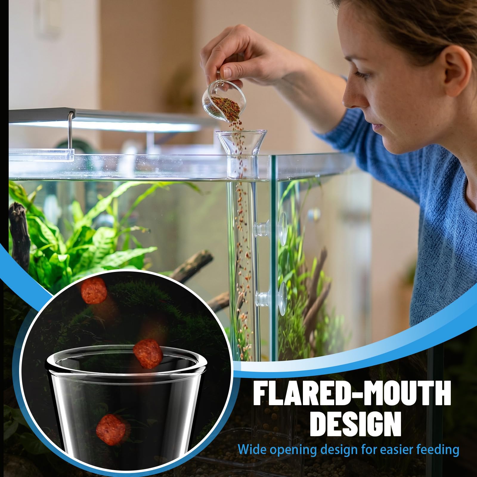 Aquarium Futterrohr-Set aus Glas 30cm Garnelen Futterschale Futterschale Aquarium Shrimp Feeder Tube mit Futterschale für Garnelenfutter