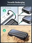 Power Bank Solar Portable Charger - 40000mAh Power Bank Large Capacity Built in 3 Output and 1 Input Cables and Flashlight 5V3.1A Fast Charger Compatible with All Smart Phones and Devices